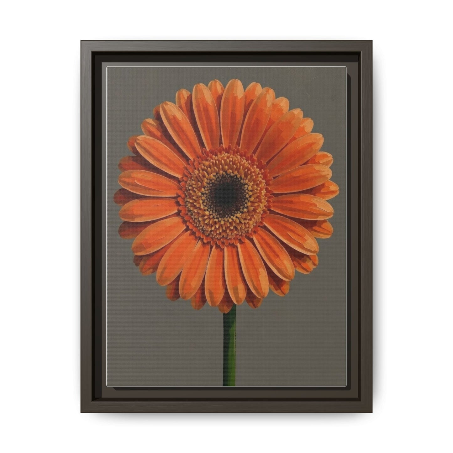 Orange Gerbera Daisy Matte Canvas Print (Framed)