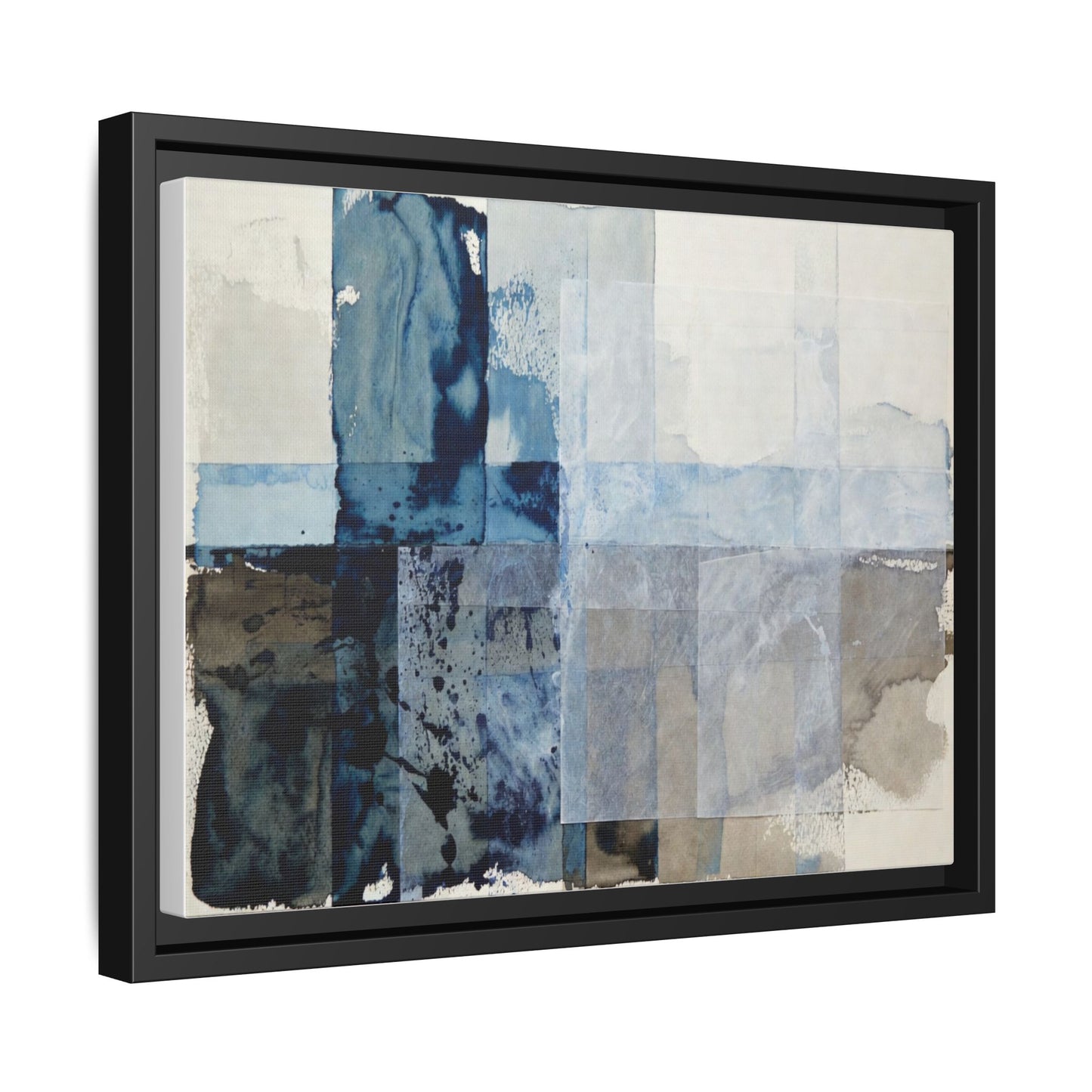 Abstract Coastal Blue Framed Canvas Art