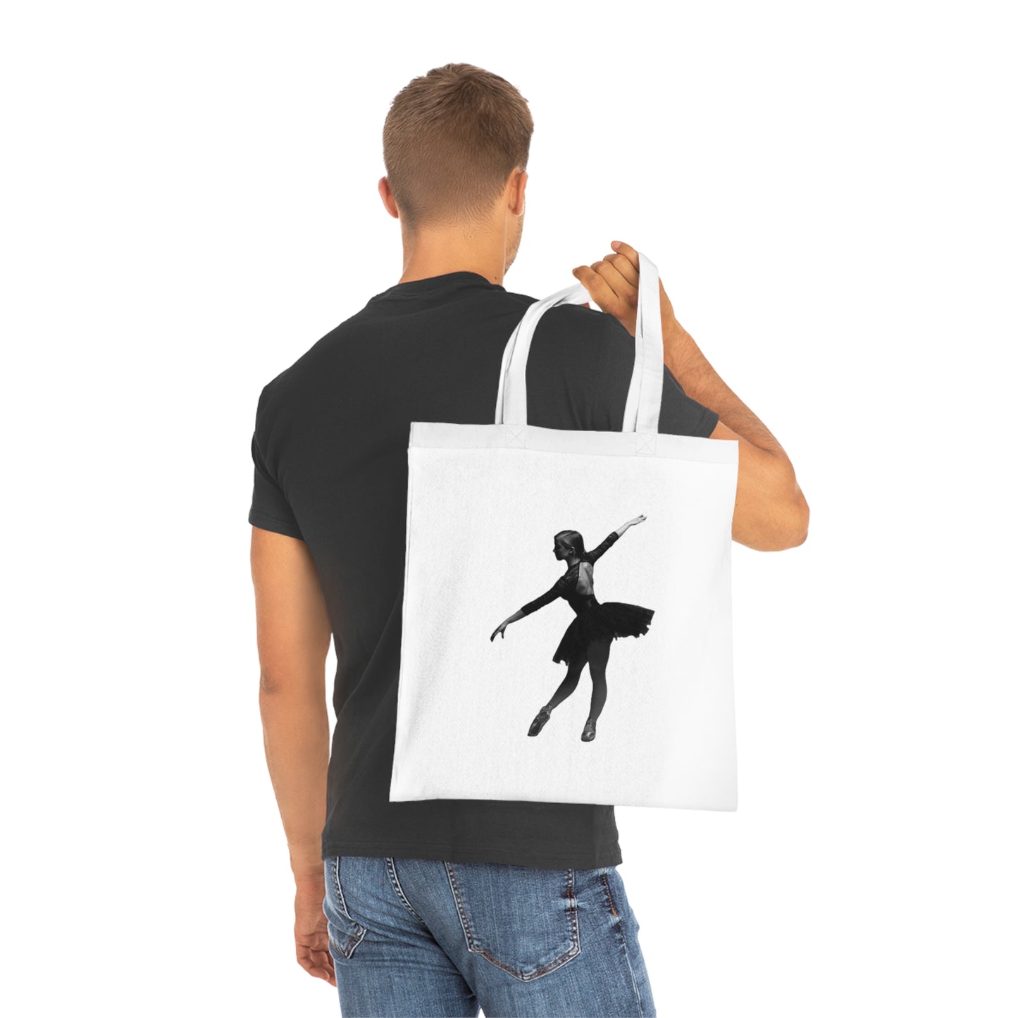 Ballet Silhouette Cotton Tote — Dancer Tote Bag for Ballet Lovers