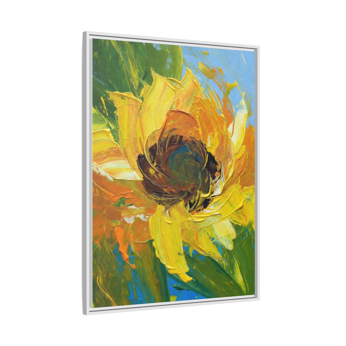 Framed Sunflower Abstract Matte Canvas Print