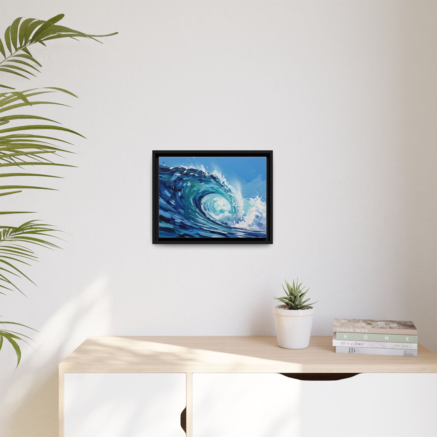 Framed Matte Canvas Wave Art — Blue Ocean Surf Wall Decor