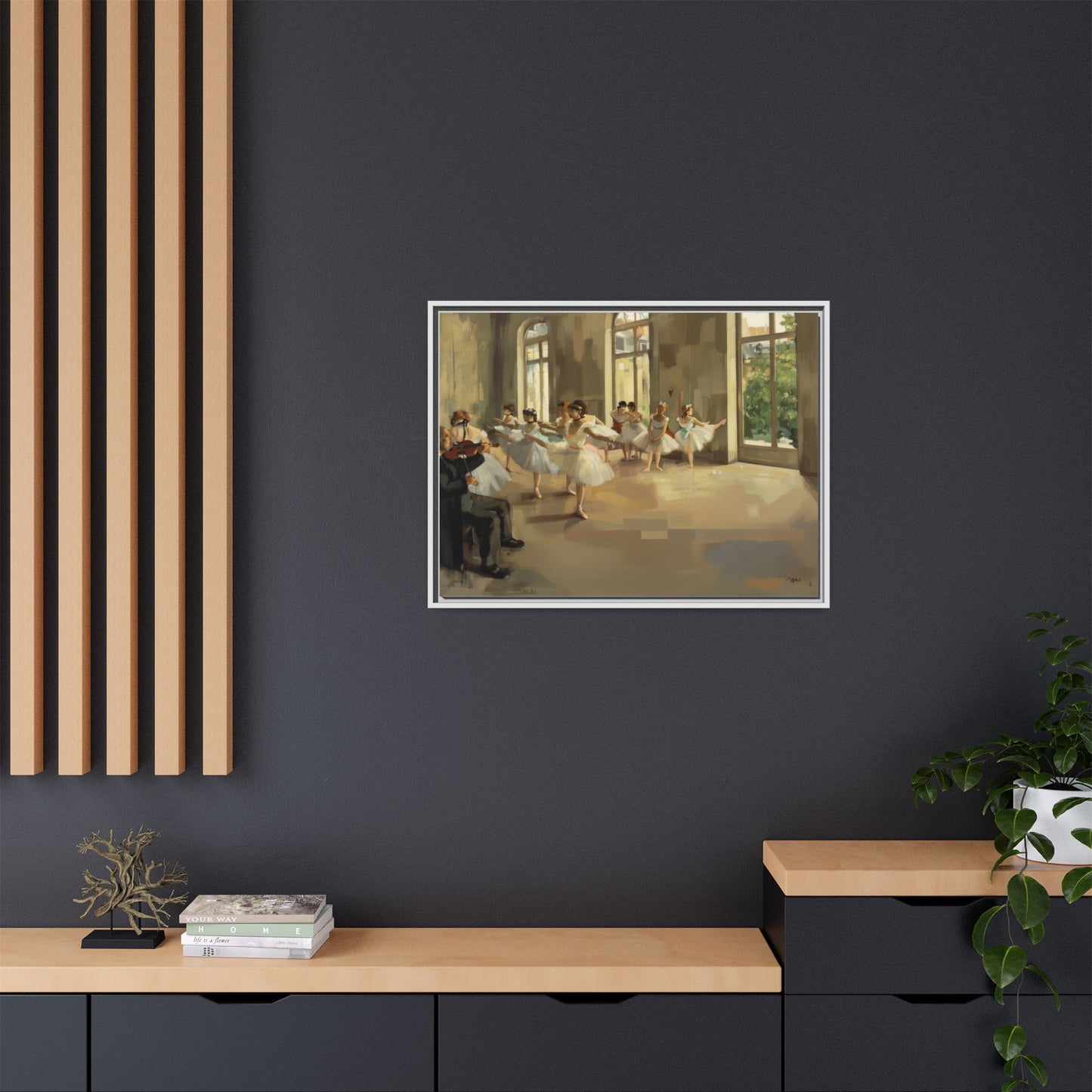Framed Matte Canvas Print — Ballet Class Scene (Impressionist Dancers)