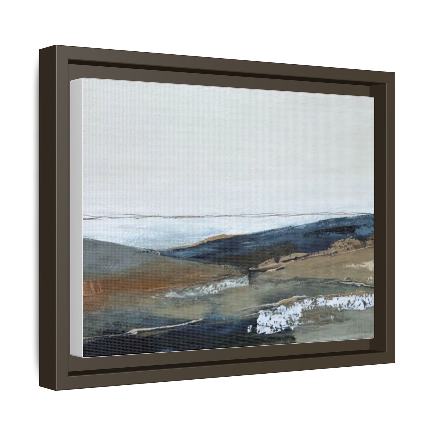 Framed Matte Canvas Wall Art — Serene Coastal Abstract Landscape
