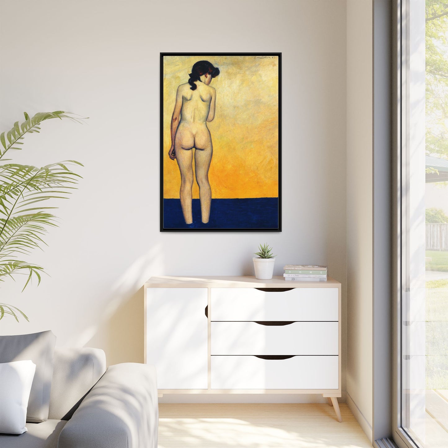 Adolescente entrant dans l'eau by Félix Vallotton Framed Matte Canvas Wall Art Print