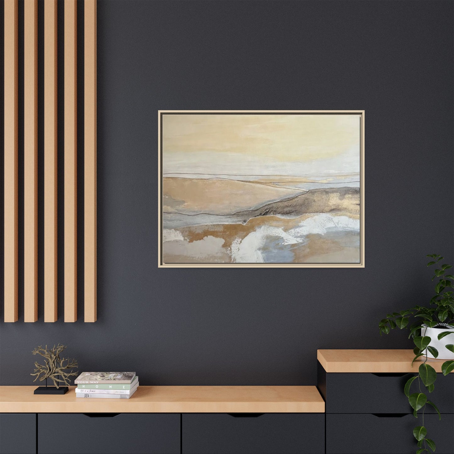 Framed Abstract Coastal Landscape Matte Canvas Wall Art