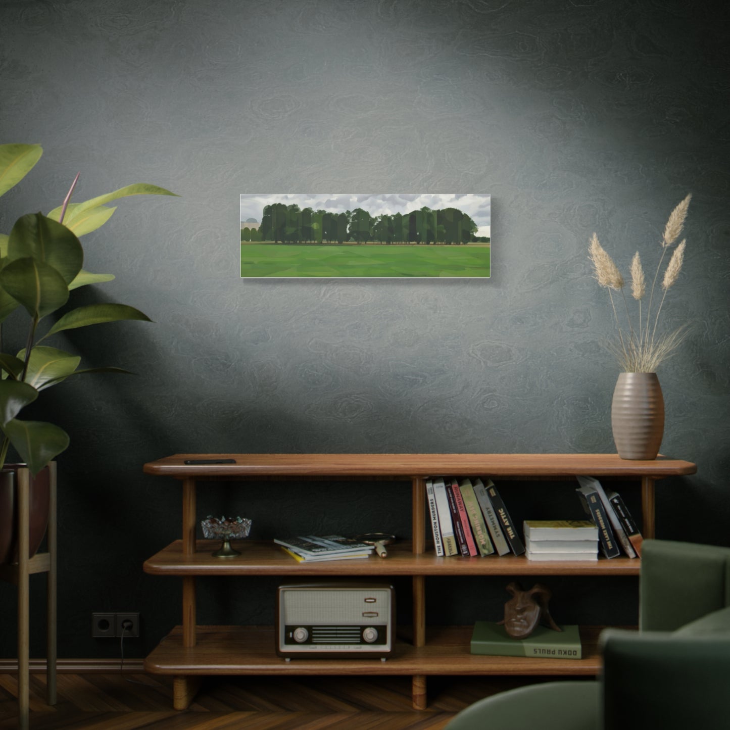 Green Field Landscape Canvas Print — Tranquil Park Scene Matte Stretched Canvas