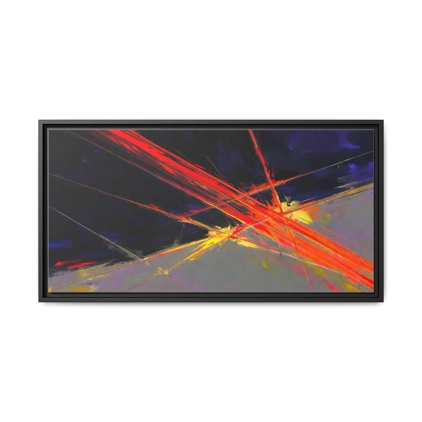 Abstract Red Streaks Framed Matte Canvas Art — Modern Multi‑Color Wall Decor