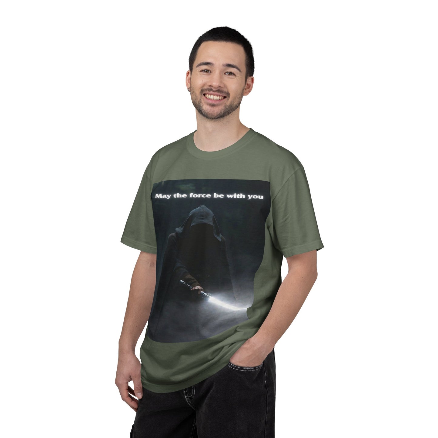 May the Force Be With You T-Shirt — Dark Hooded Lightsaber Graphic Tee