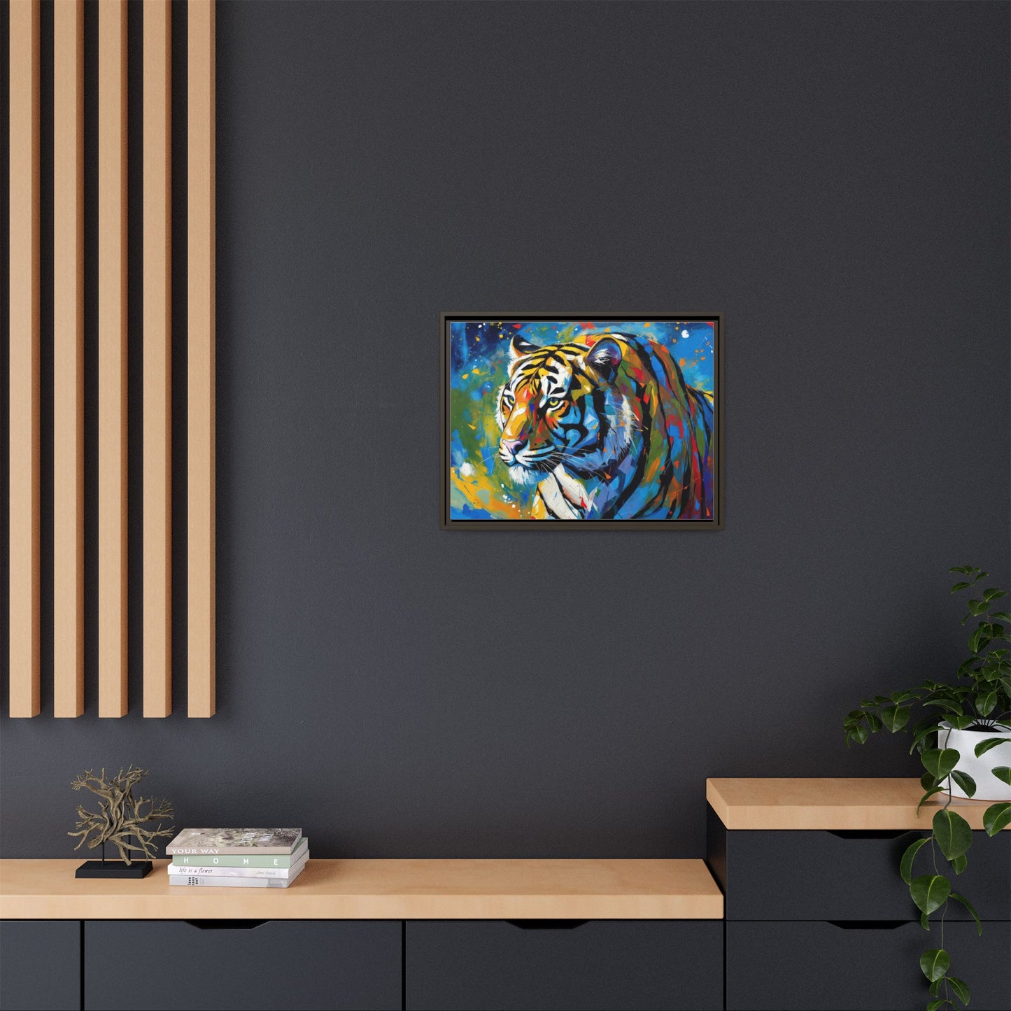 Colorful Tiger Matte Canvas Framed Art — Vibrant Wildlife Wall Decor
