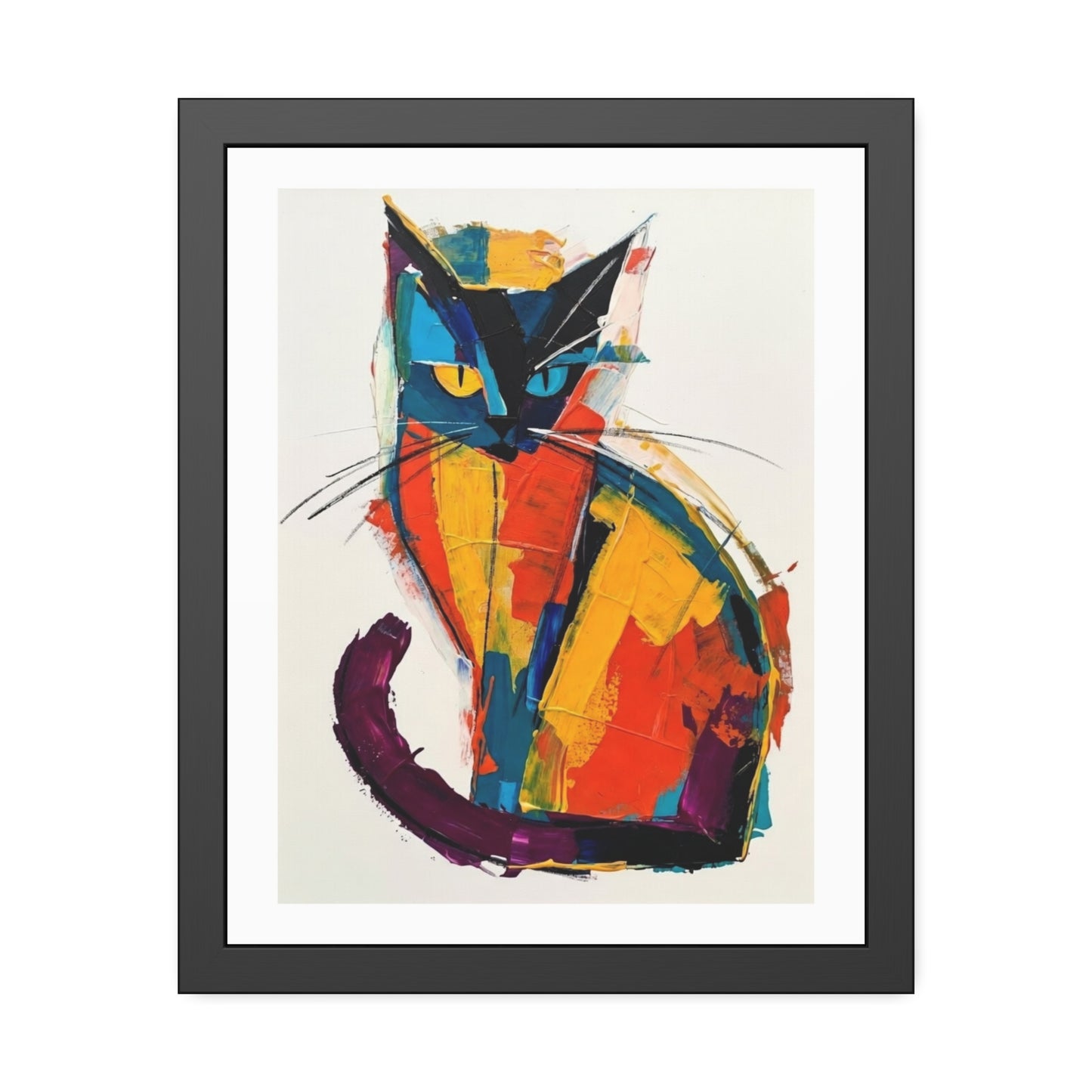Colorful Abstract Cat Framed Poster