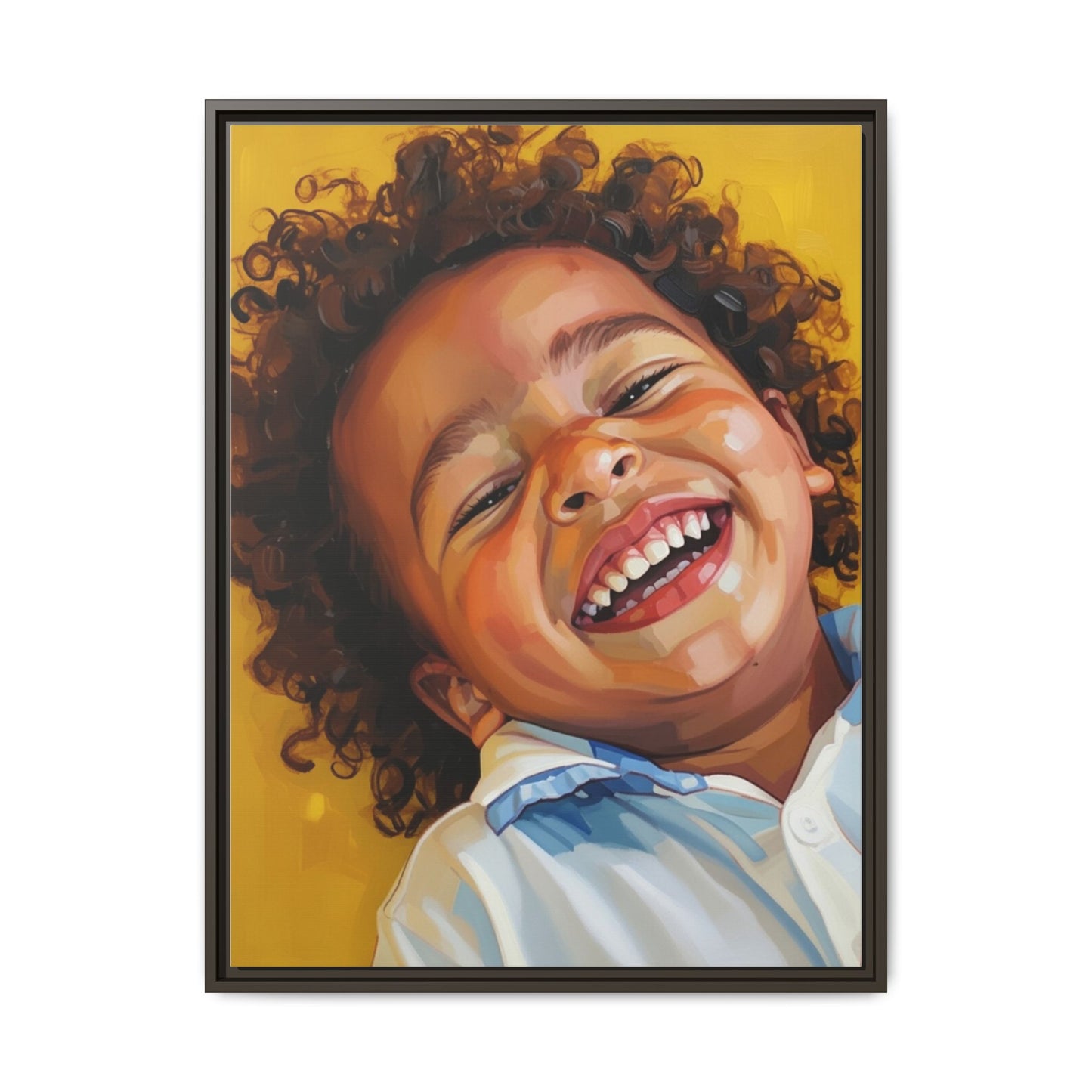 Framed Matte Canvas Print – Joyful Child Portrait, Colorful Nursery Wall Art
