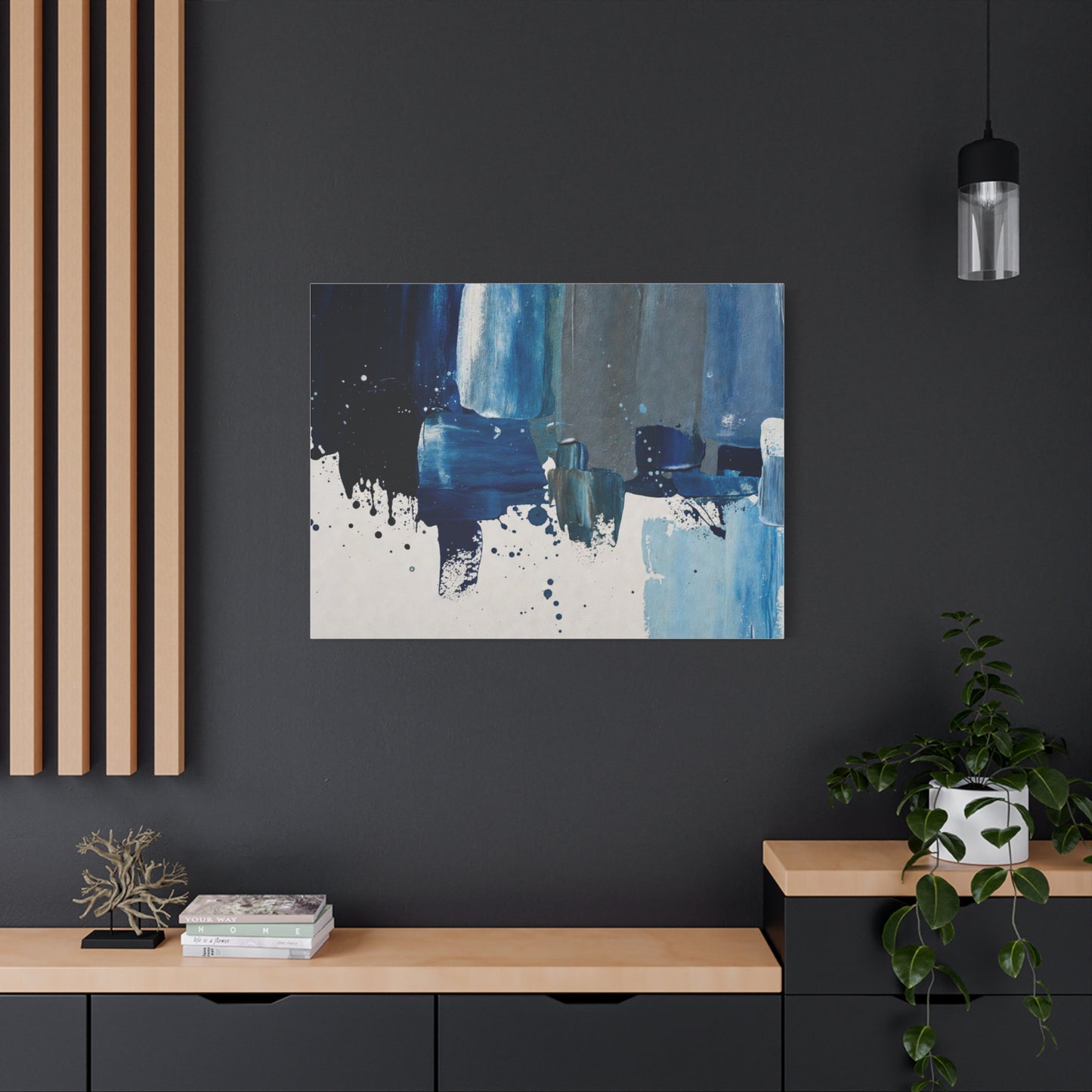 Blue Abstract Canvas Wall Art – Modern Matte Stretched Canvas