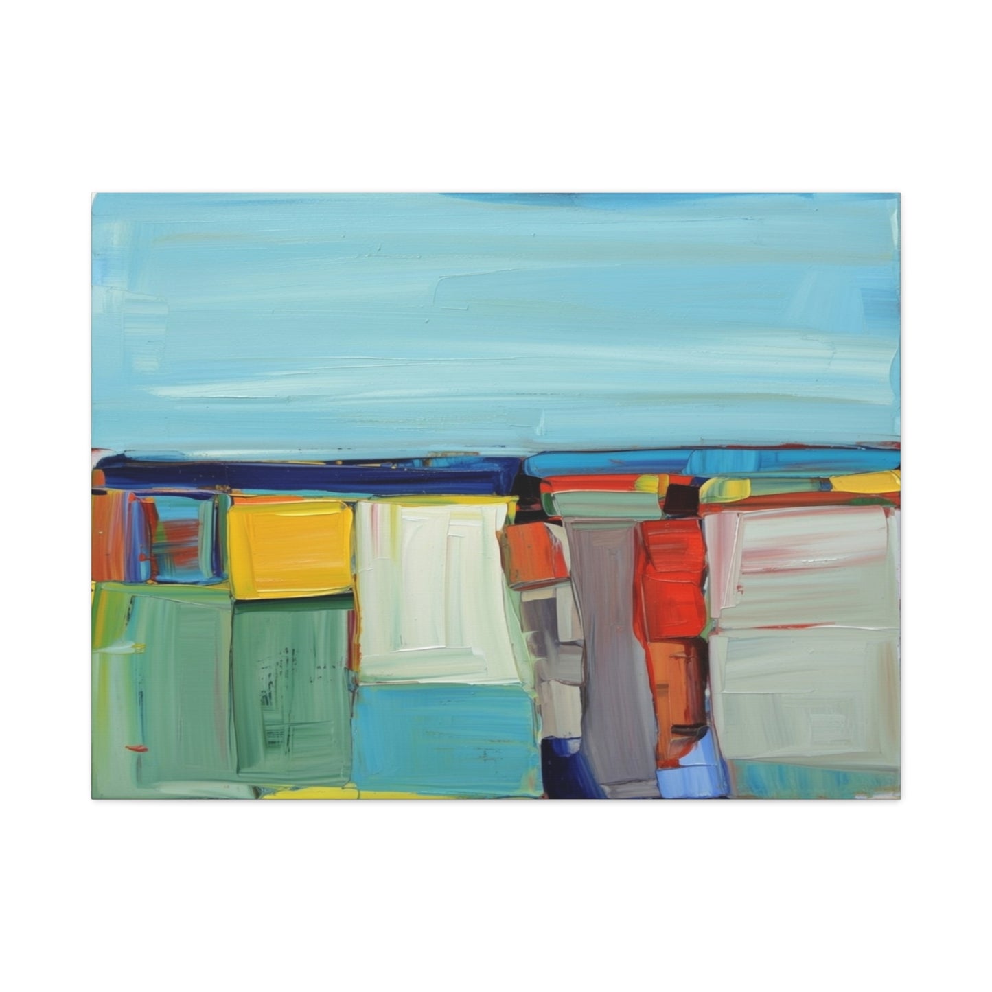 Abstract Coastal Landscape Canvas Print — Colorful Modern Seascape Wall Art
