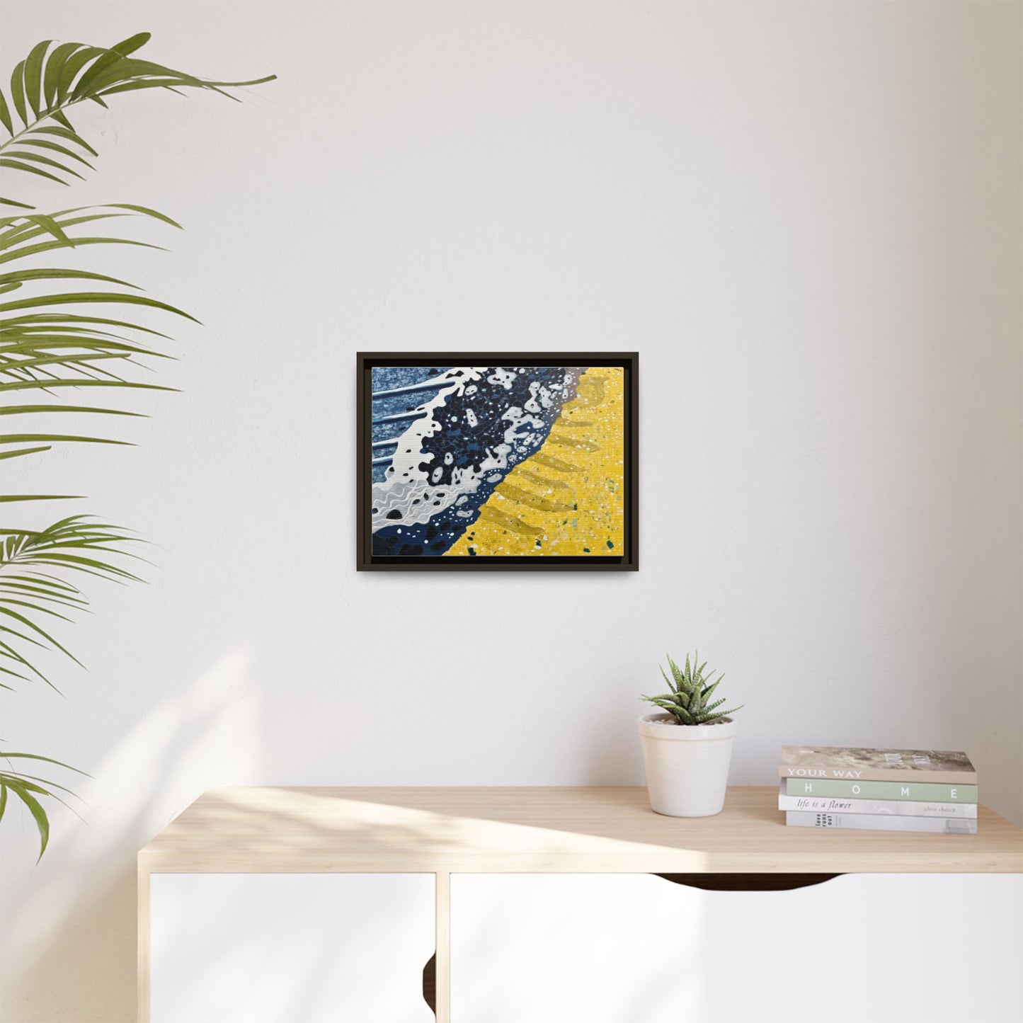 Framed Abstract Ocean & Sand Matte Canvas Print