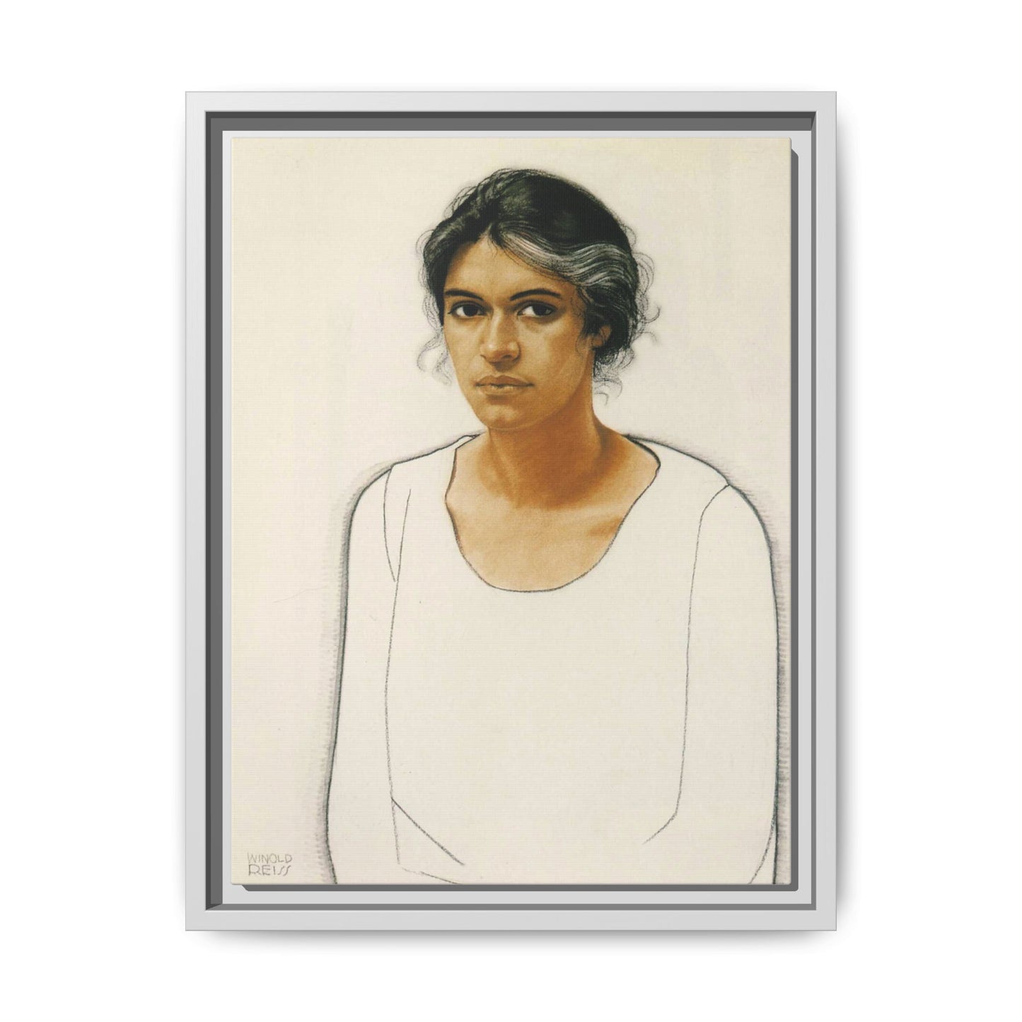 Portrait of a Woman by Winold Reiss Framed Matte Canvas Portrait Print
