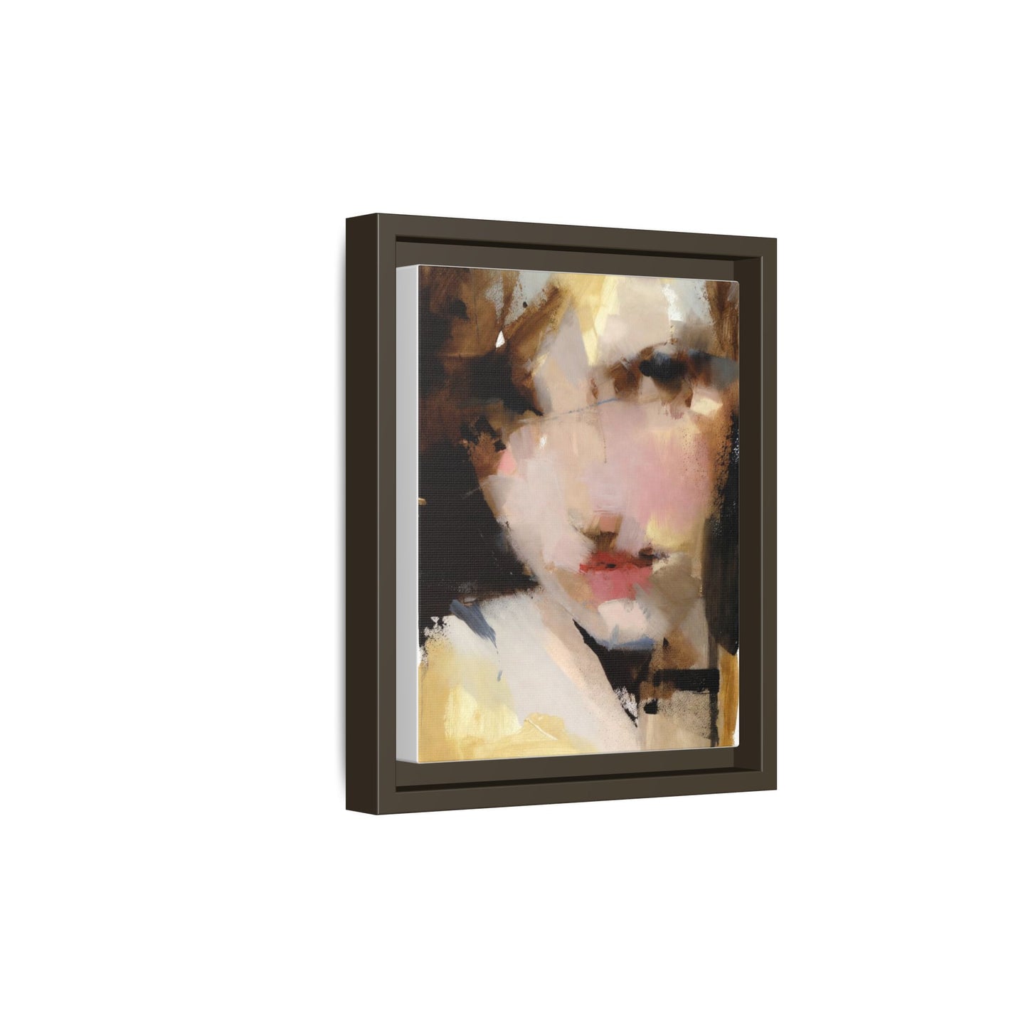Abstract Portrait Matte Canvas Framed Print — Modern Feminine Wall Art