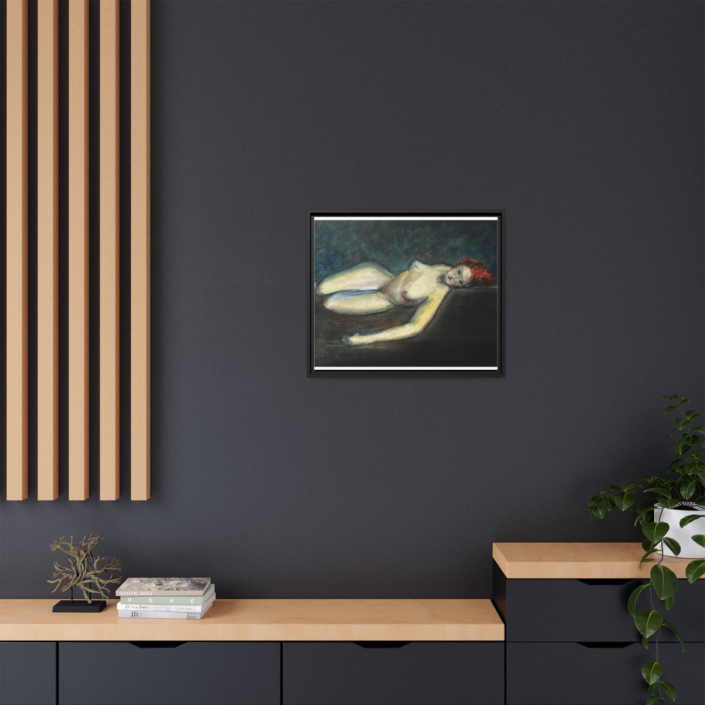 Lying nude by Paul Gosselin Framed Matte Canvas Wall Art Print