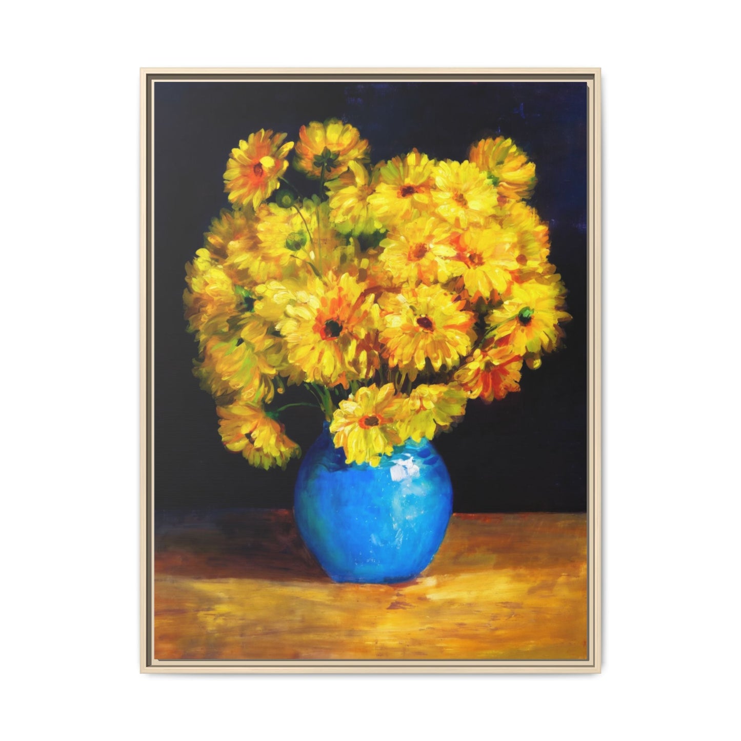 Yellow Daisy Bouquet Matte Canvas Framed Wall Art