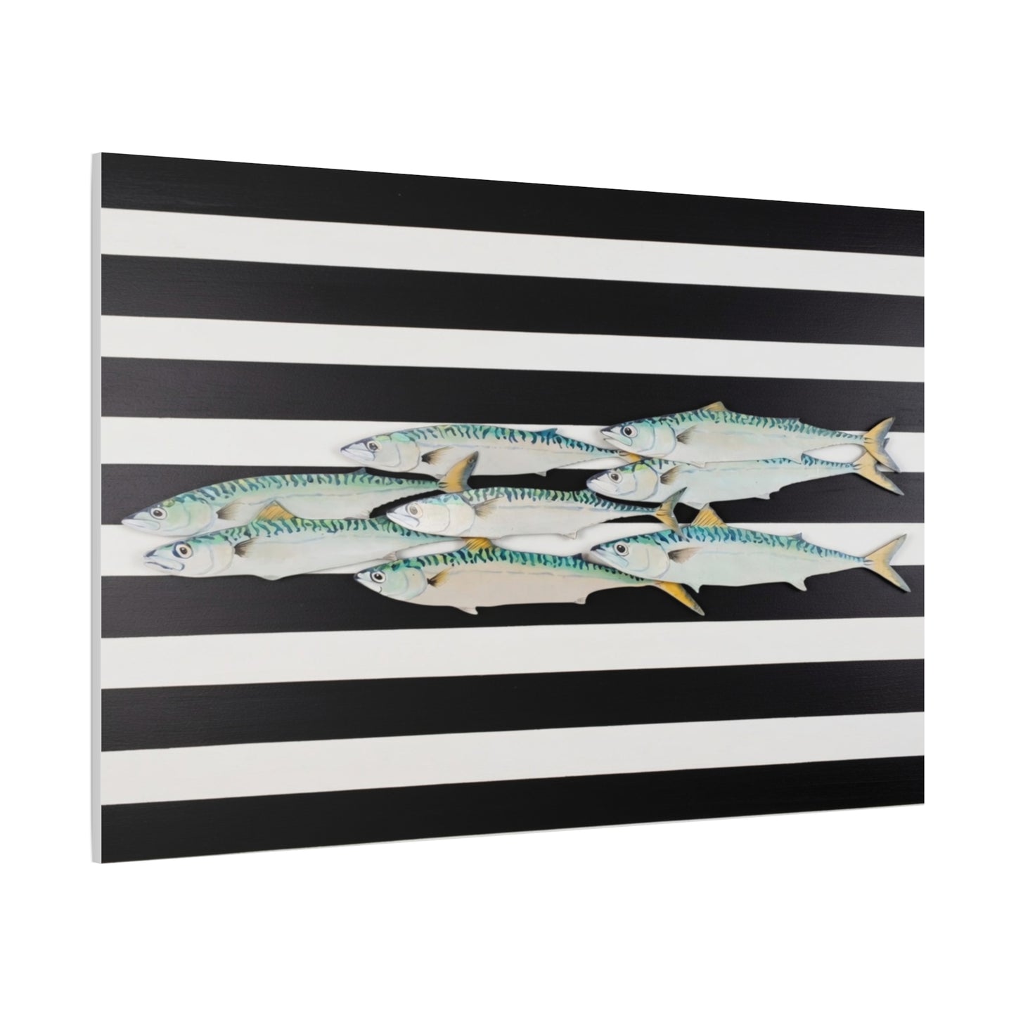 Striped Mackerel School Matte Canvas Print