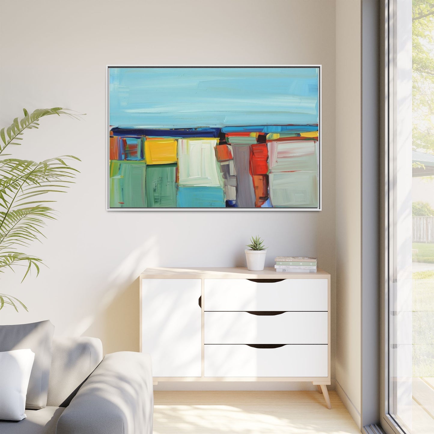 Abstract Coastal Blocks Matte Canvas Print (Framed)