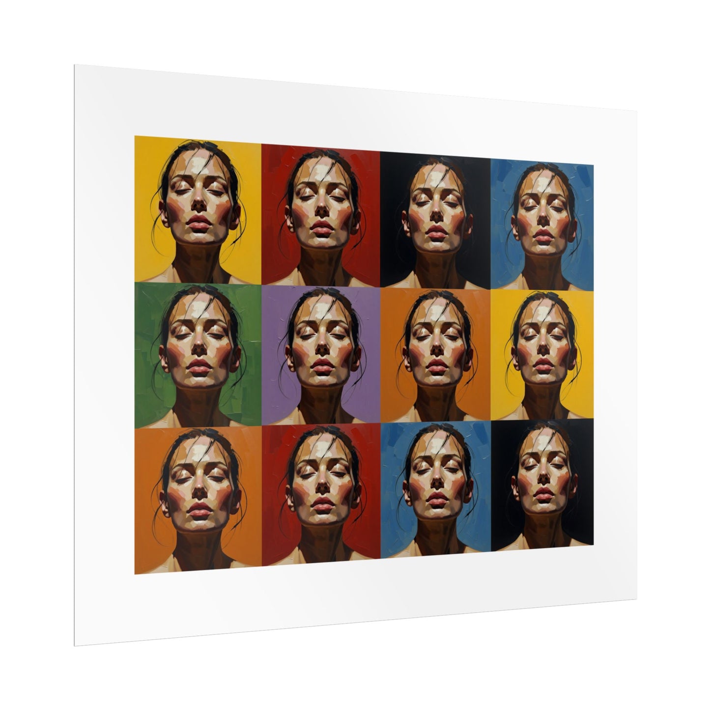 Rolled Poster — Pop Art Portrait Wall Print (Color Grid, 12-Panel)