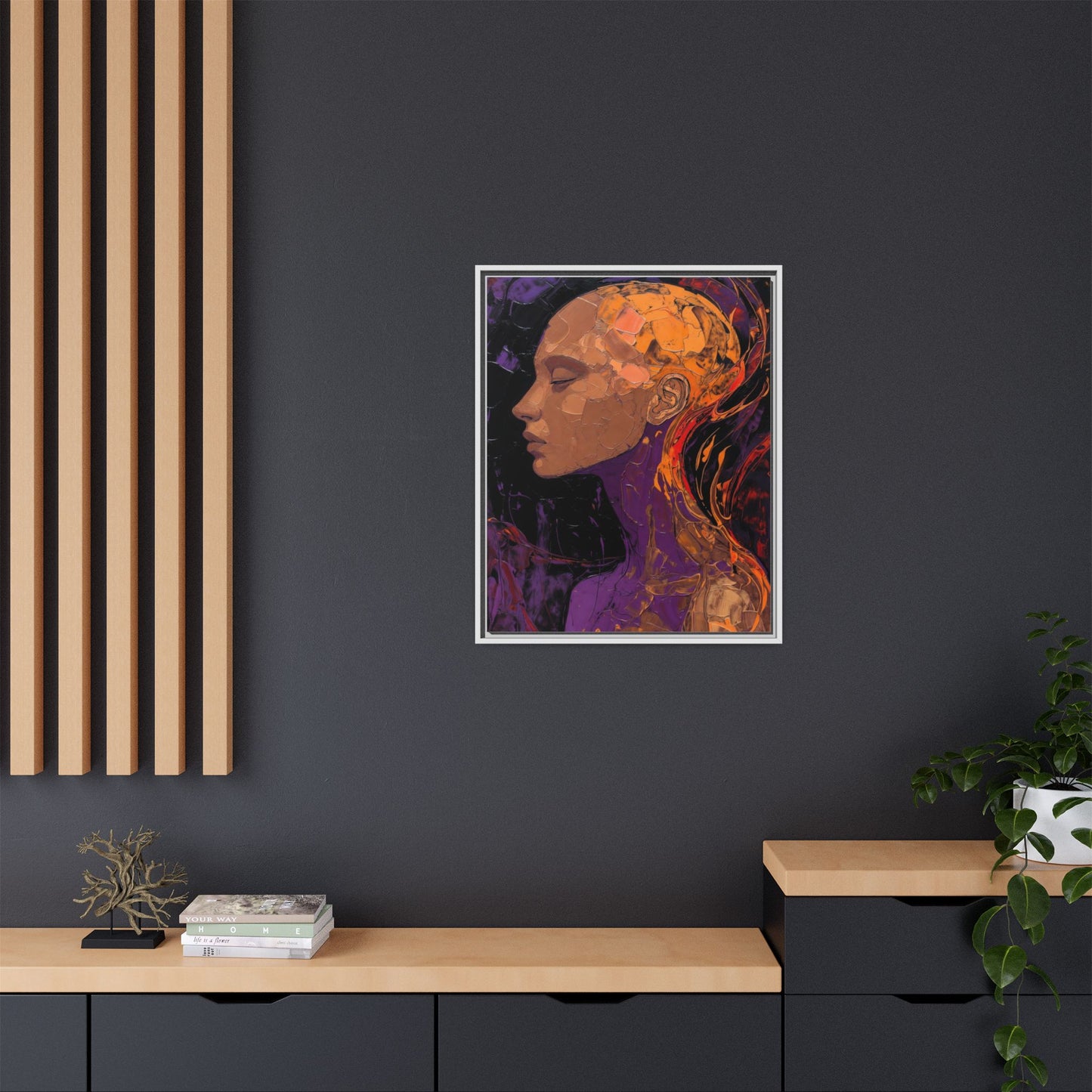 Abstract Profile Portrait Matte Framed Canvas — Multicolor Feminine Art Print