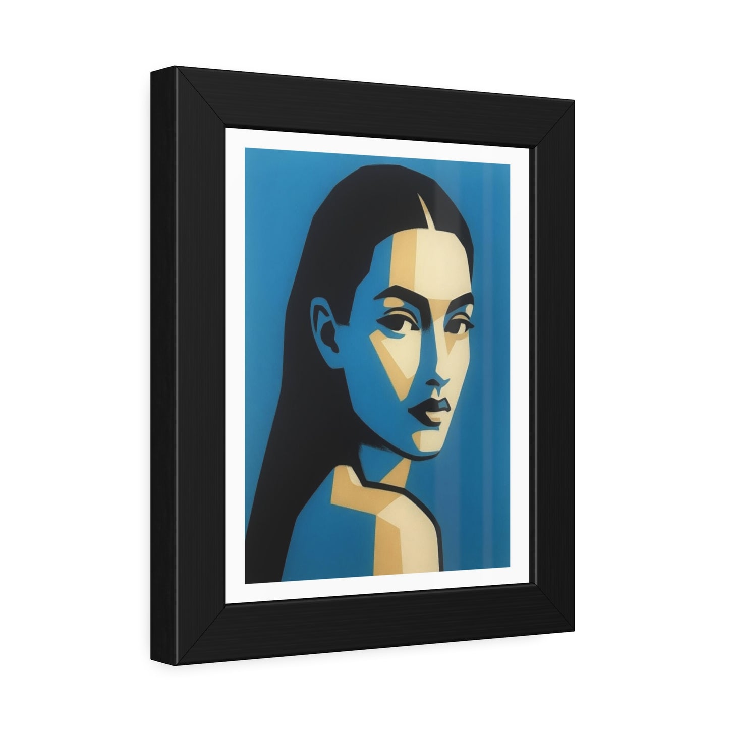 Framed Art Print — Blue Pop Portrait Poster