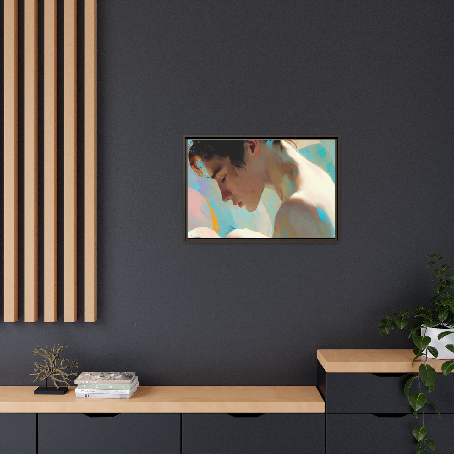 Framed Matte Canvas Print — Dreamy Portrait Art (Multi‑Color)
