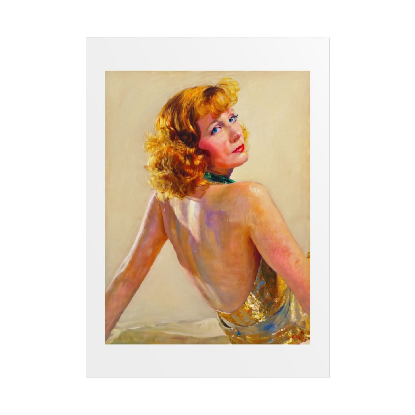 Vintage Pin-Up Art Poster - Glamorous Back-View Portrait Rolled Art Print