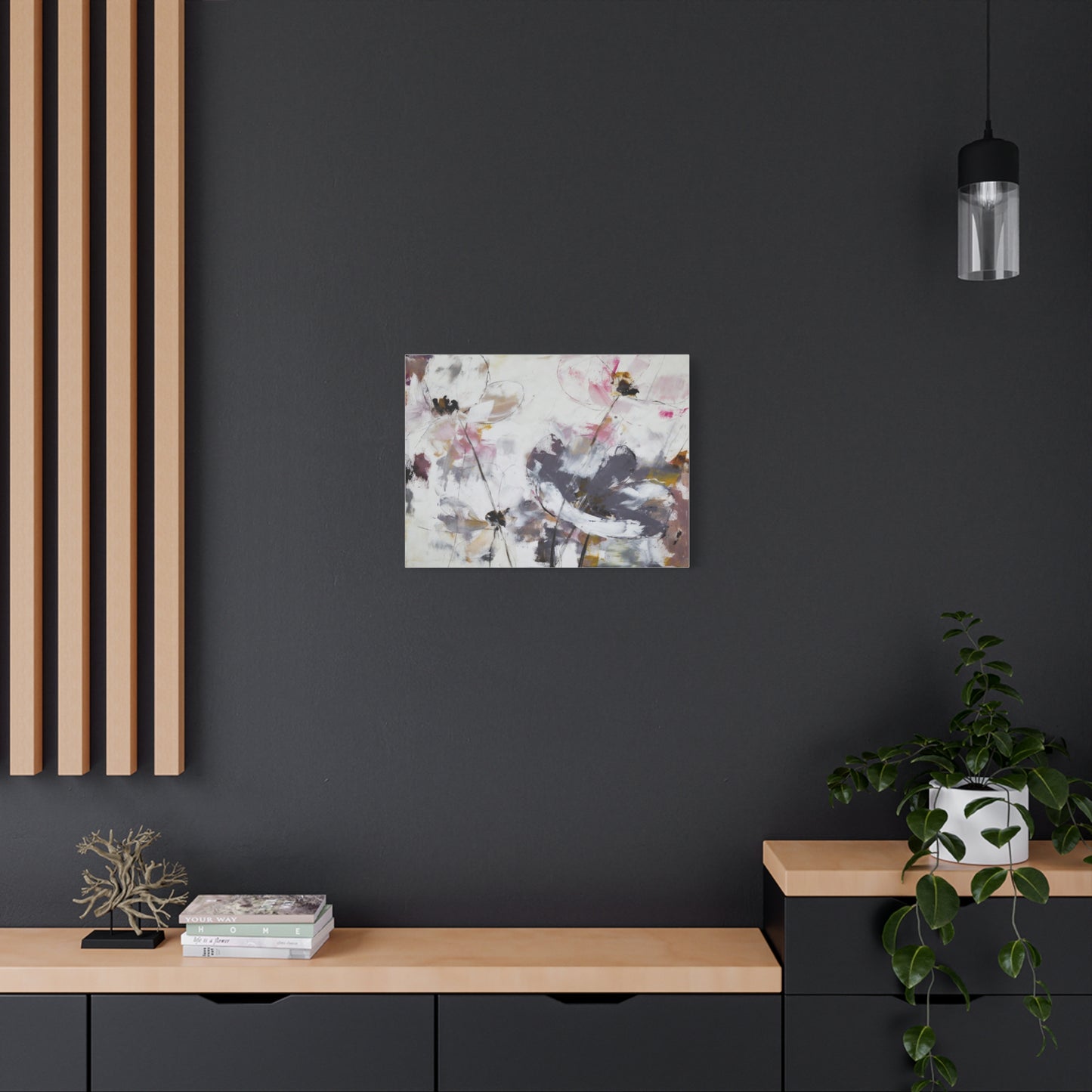 Abstract Floral Canvas Wall Art — Soft Neutral Blossoms Matte Stretched Canvas