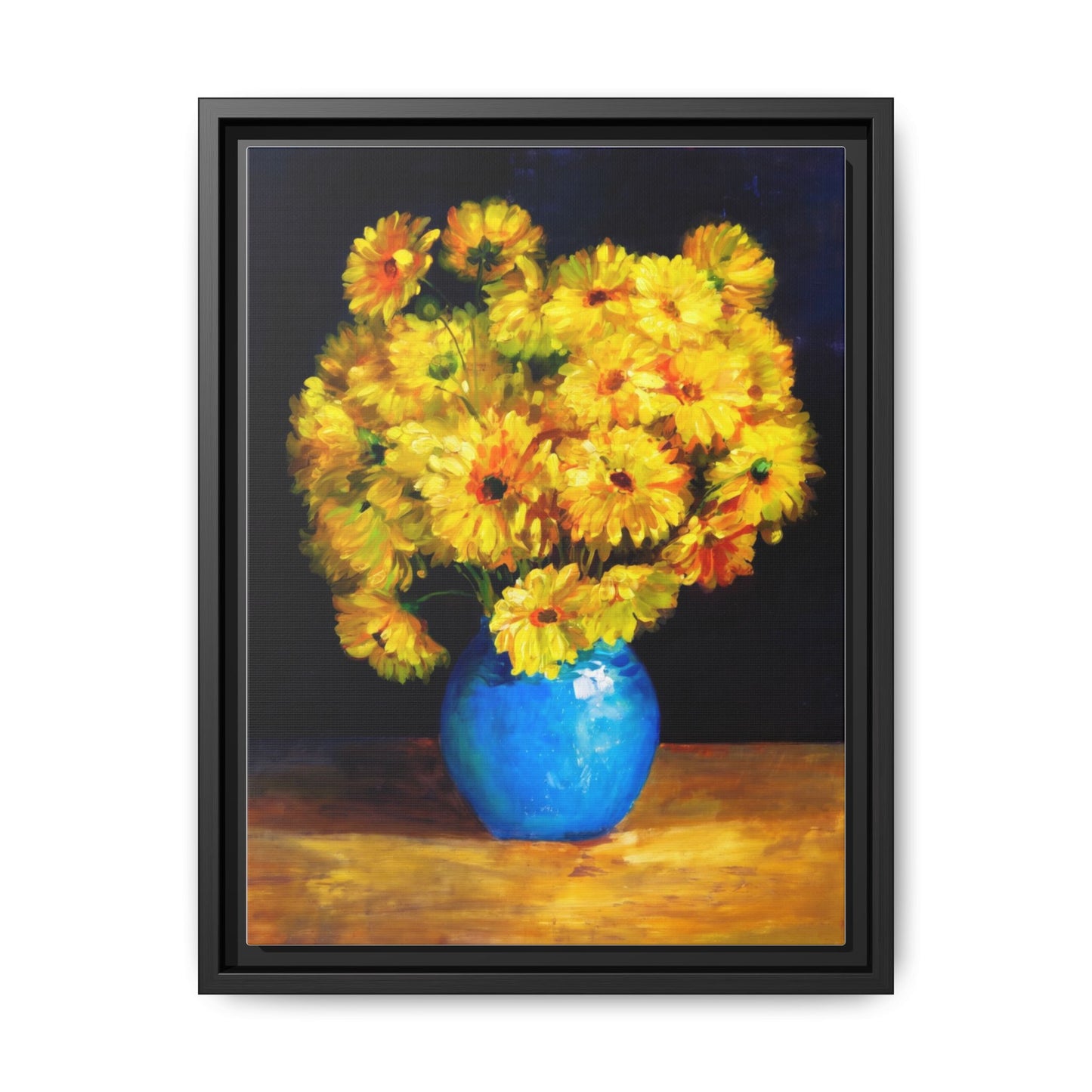 Yellow Daisy Bouquet Matte Canvas Framed Wall Art