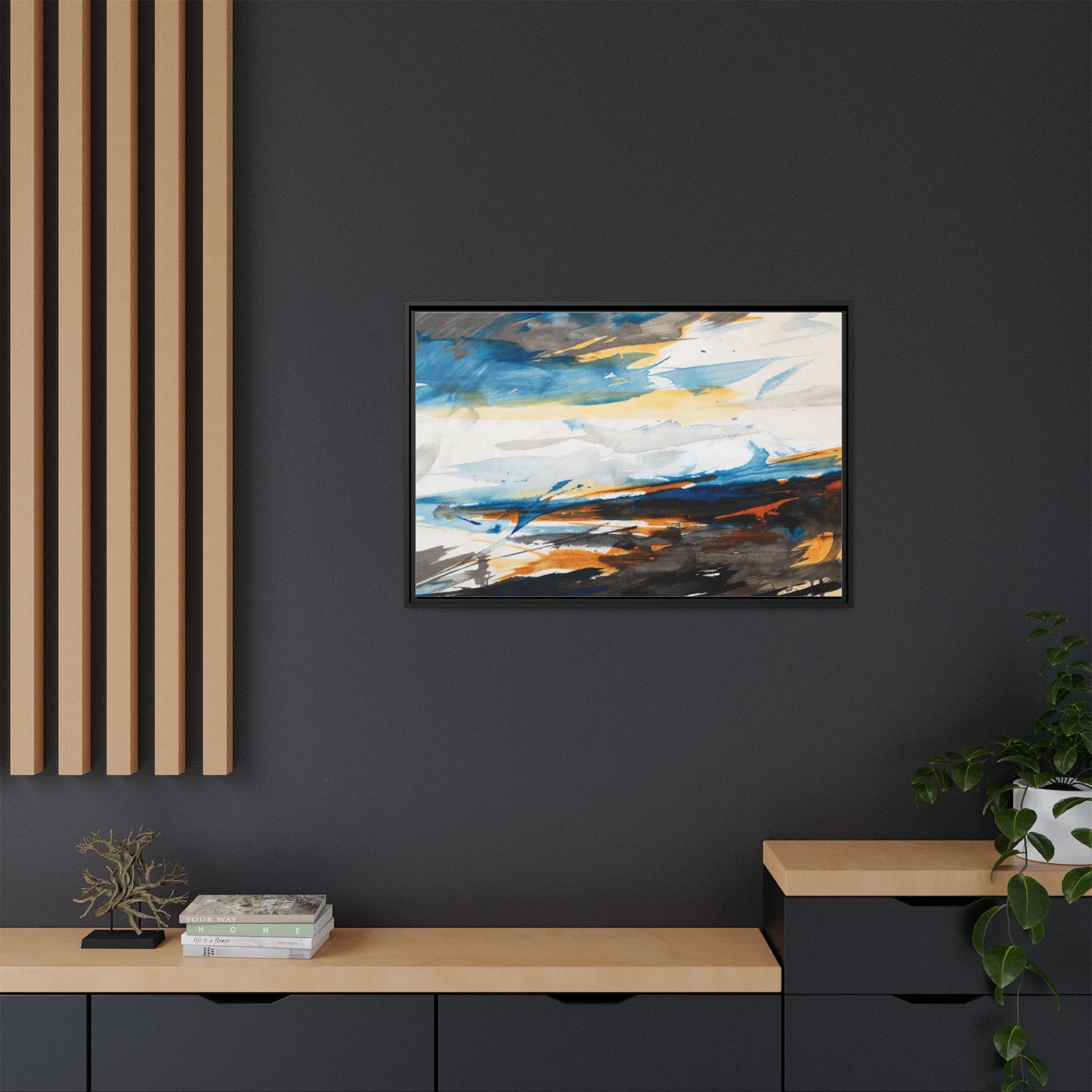 Abstract Coastal Waves Matte Canvas Framed Wall Art