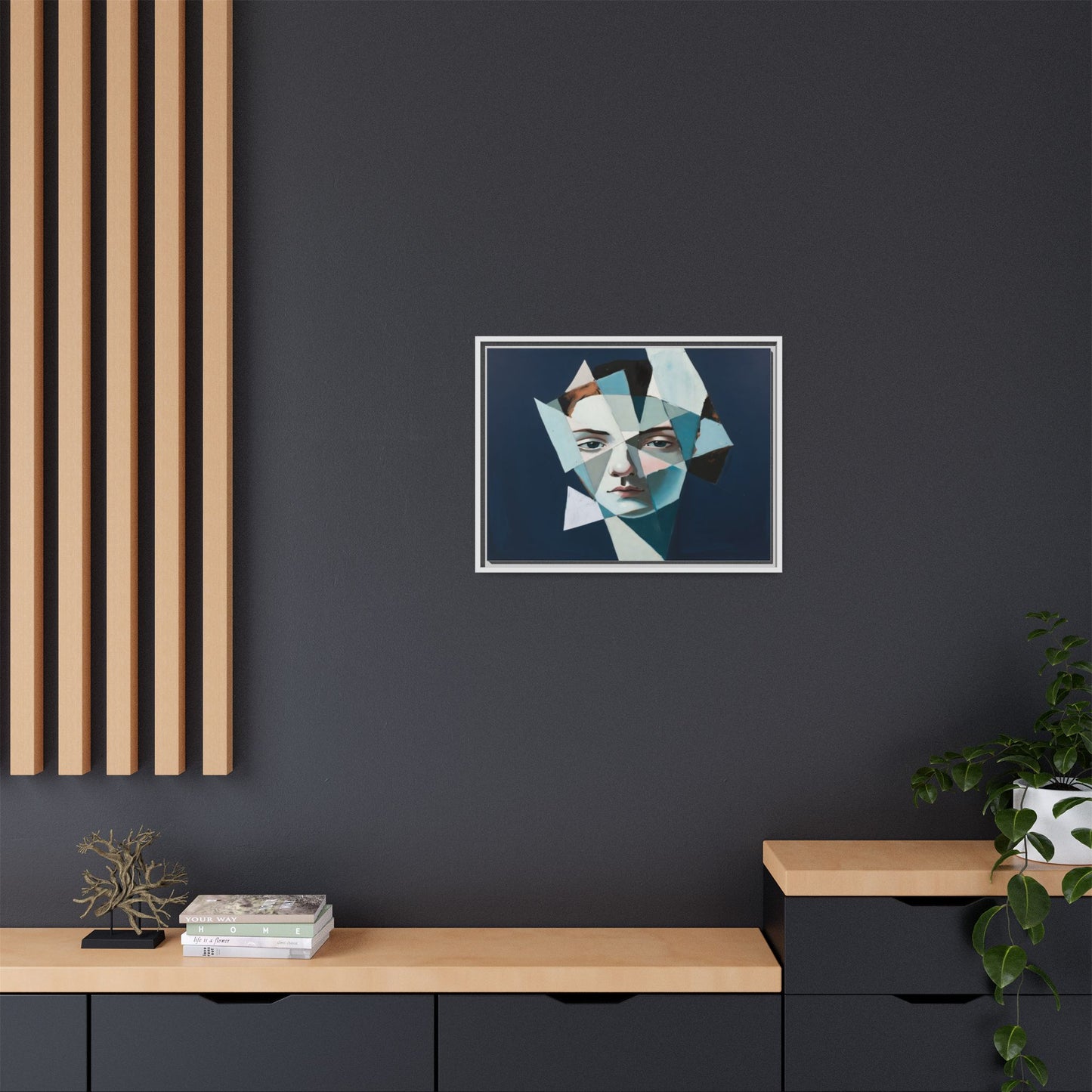 Abstract Fragmented Portrait Matte Canvas (Framed)