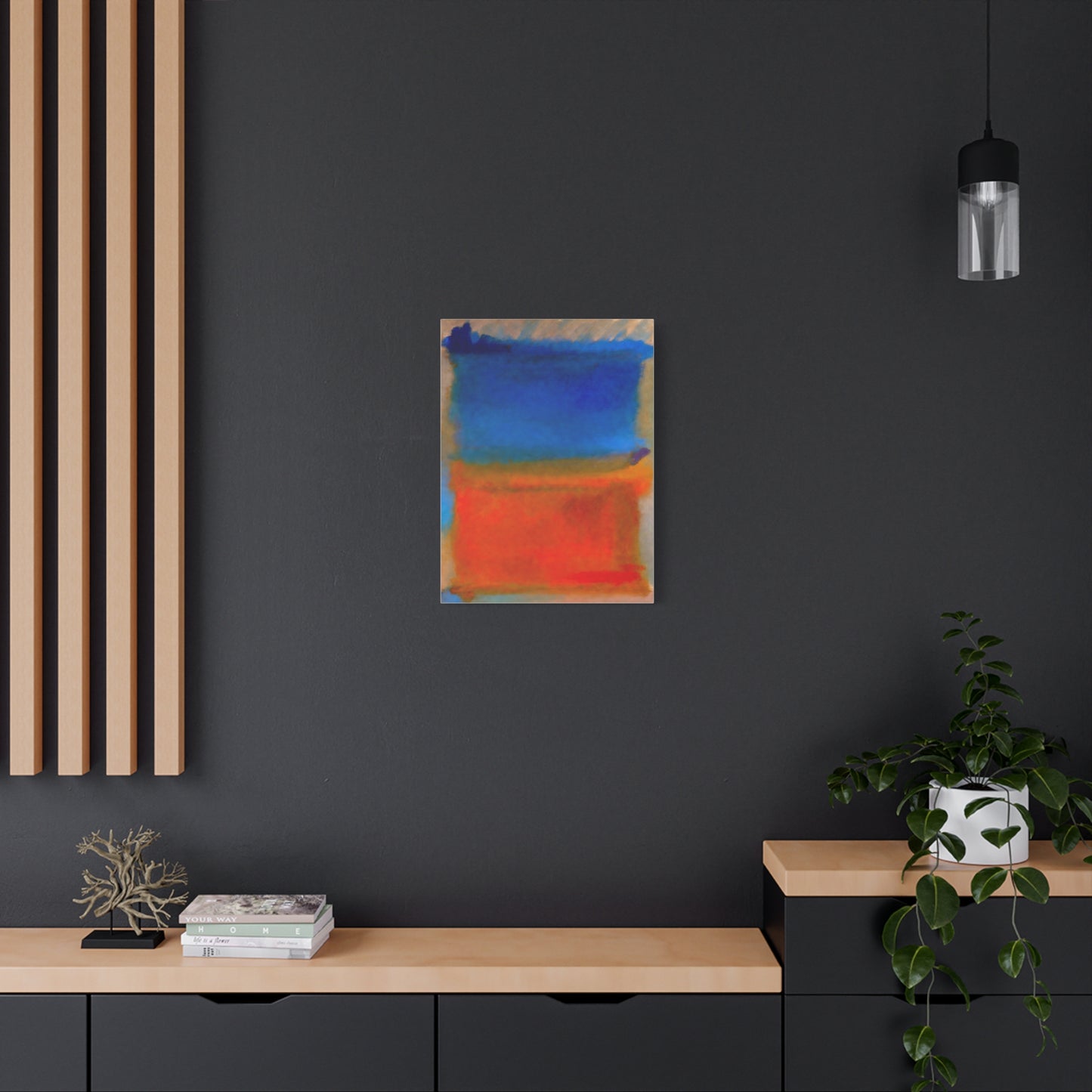 Abstract Blue and Orange Canvas Print — Modern Stretched Wall Art