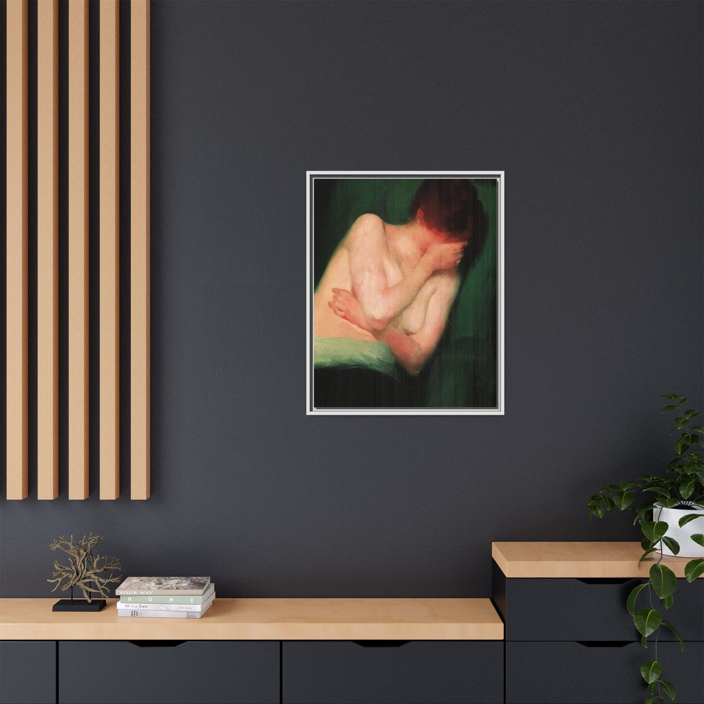 Female Nude by János Vaszary Framed Matte Canvas Wall Art Print