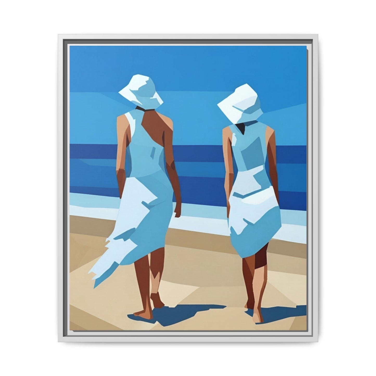 Seaside Stroll Matte Canvas Framed Print — Coastal Beach Art