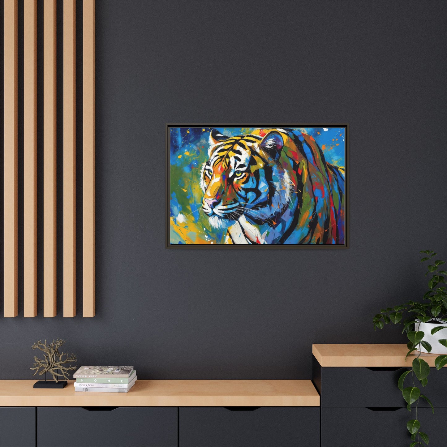 Colorful Tiger Matte Canvas Framed Art — Vibrant Wildlife Wall Decor