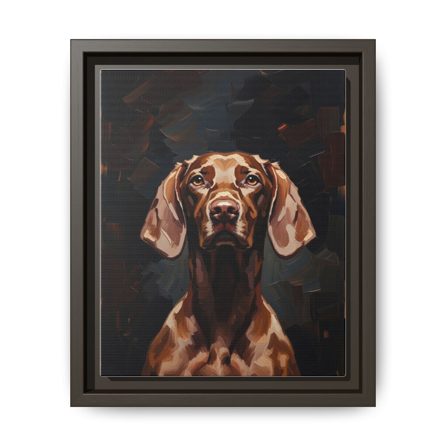 Framed Matte Canvas Dog Portrait – Brown Vizsla Wall Art