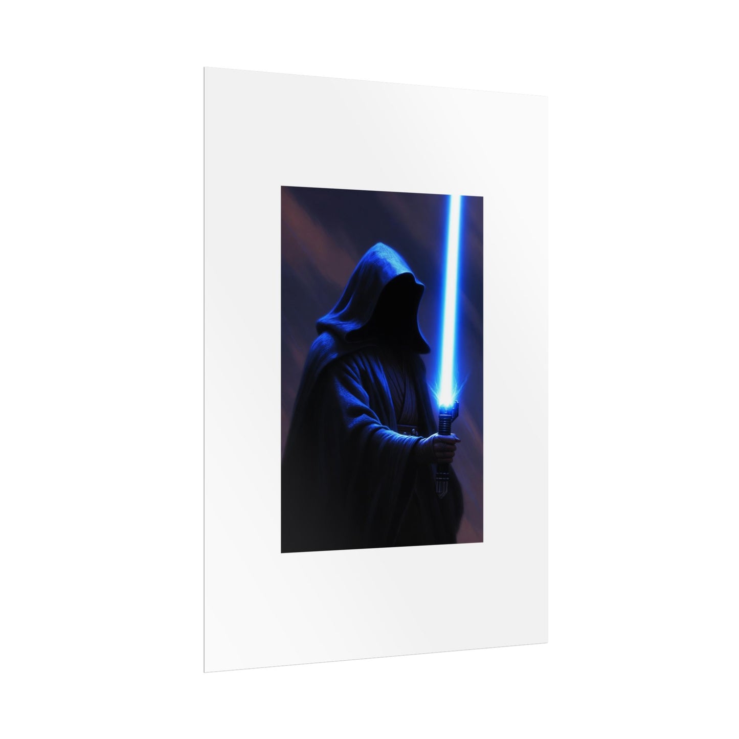 Sci‑Fi Lightsaber Poster — Hooded Jedi Warrior Wall Art (Rolled Poster)