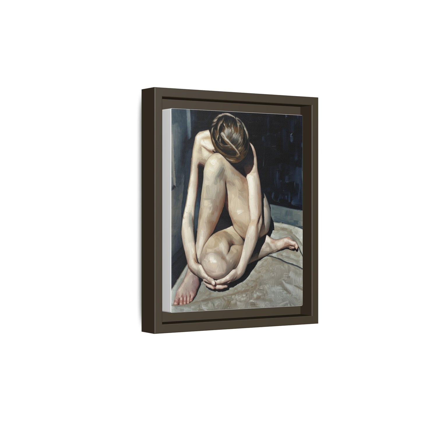 Framed Matte Canvas Print Contemplative Nude Figure Art