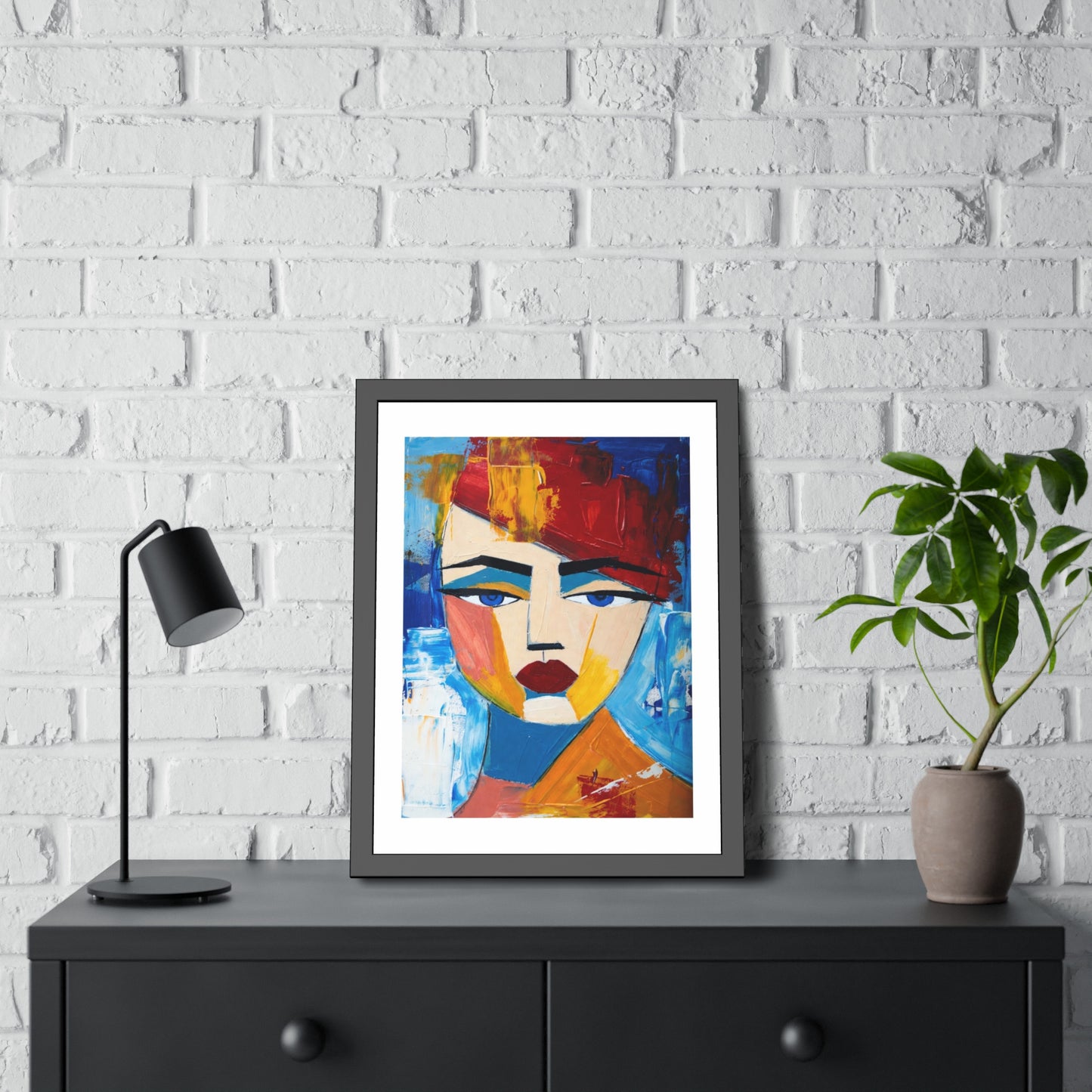 Abstract Colorful Face Framed Poster — Modern Pop Art Wall Print