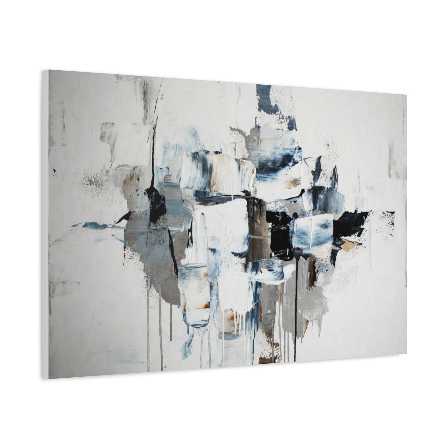Abstract Blue & Gray Canvas Wall Art — Stretched Matte Canvas