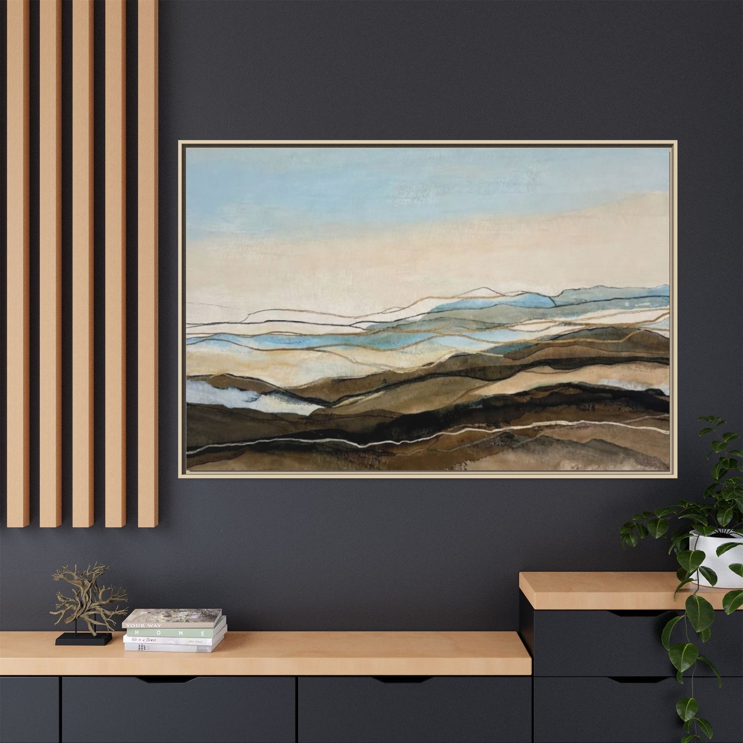 Framed Matte Canvas Print — Abstract Coastal Landscape Wall Art