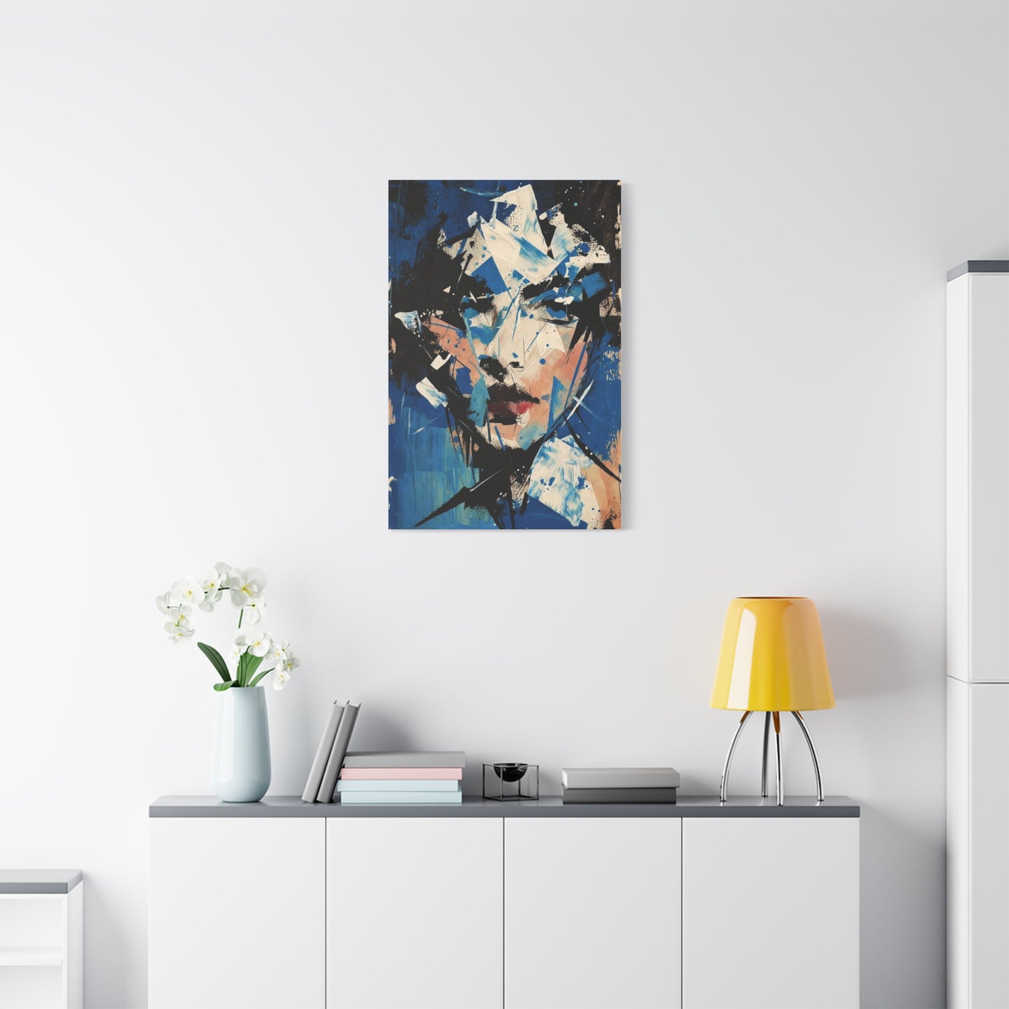 Abstract Blue Portrait Canvas Print — Modern Stretched Wall Art