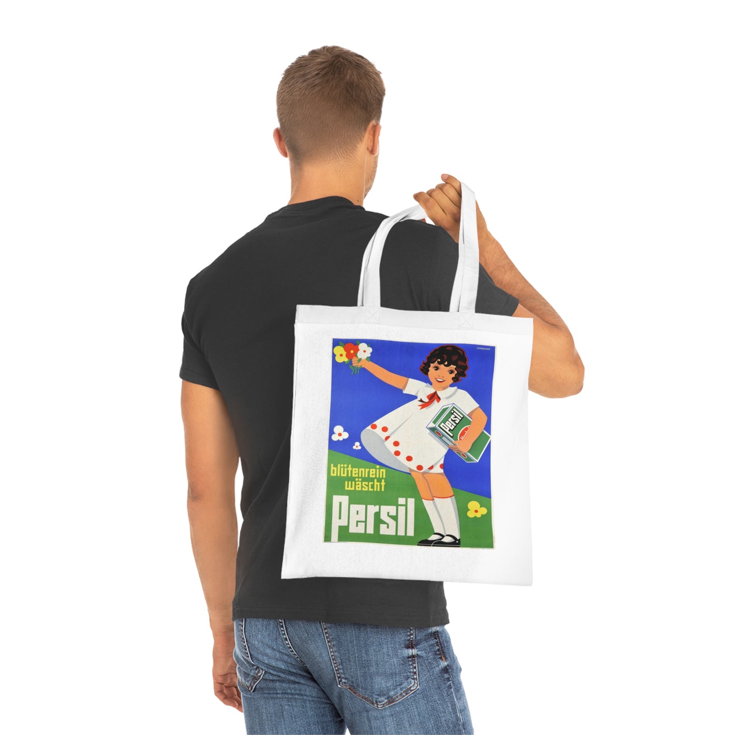 Persil Vintage Ad Tote Bag — Retro Flower Girl Laundry Graphic Cotton Tote