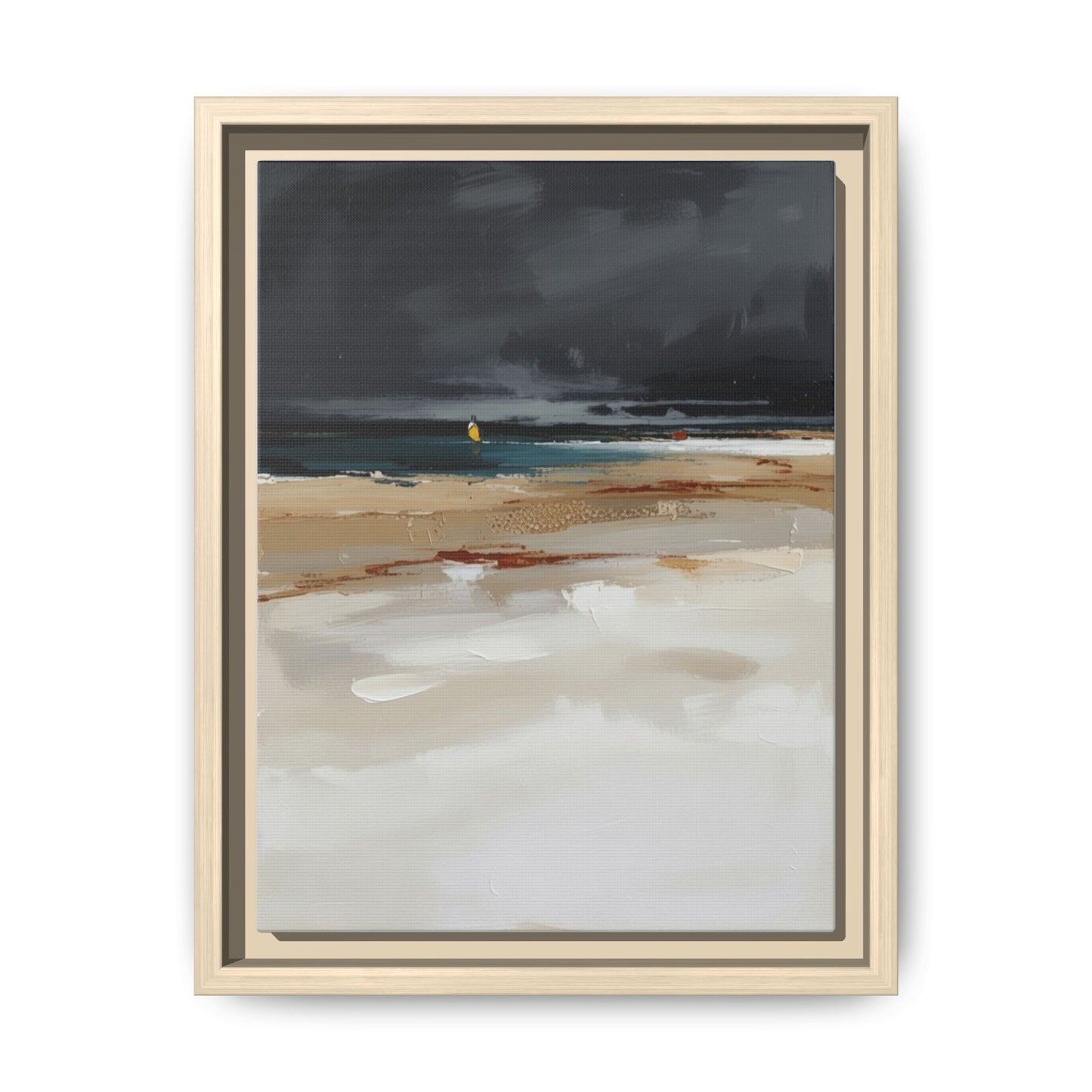 Framed Matte Canvas Beachscape Art Print — Coastal Abstract Wall Decor