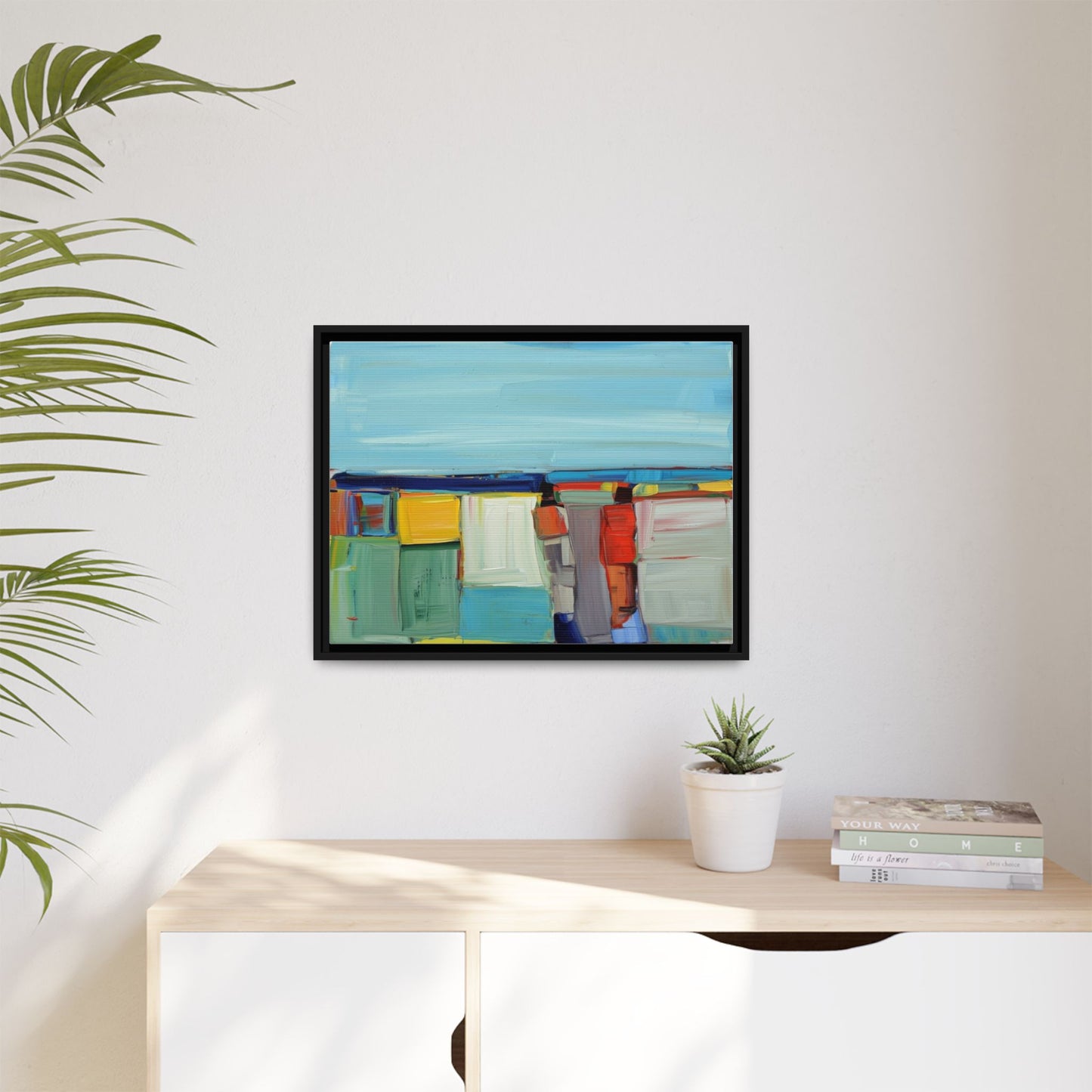 Abstract Coastal Blocks Matte Canvas Print (Framed)