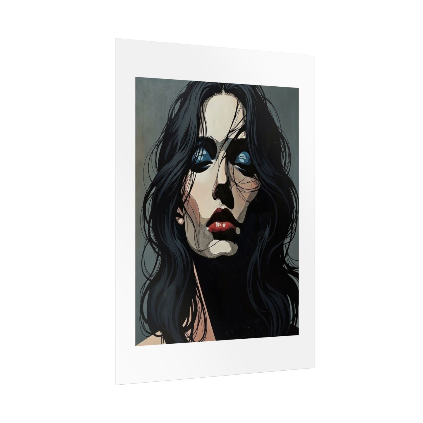 Rolled Poster — Moody Portrait Art Print (Dark Femme, Blue Eyeshadow)