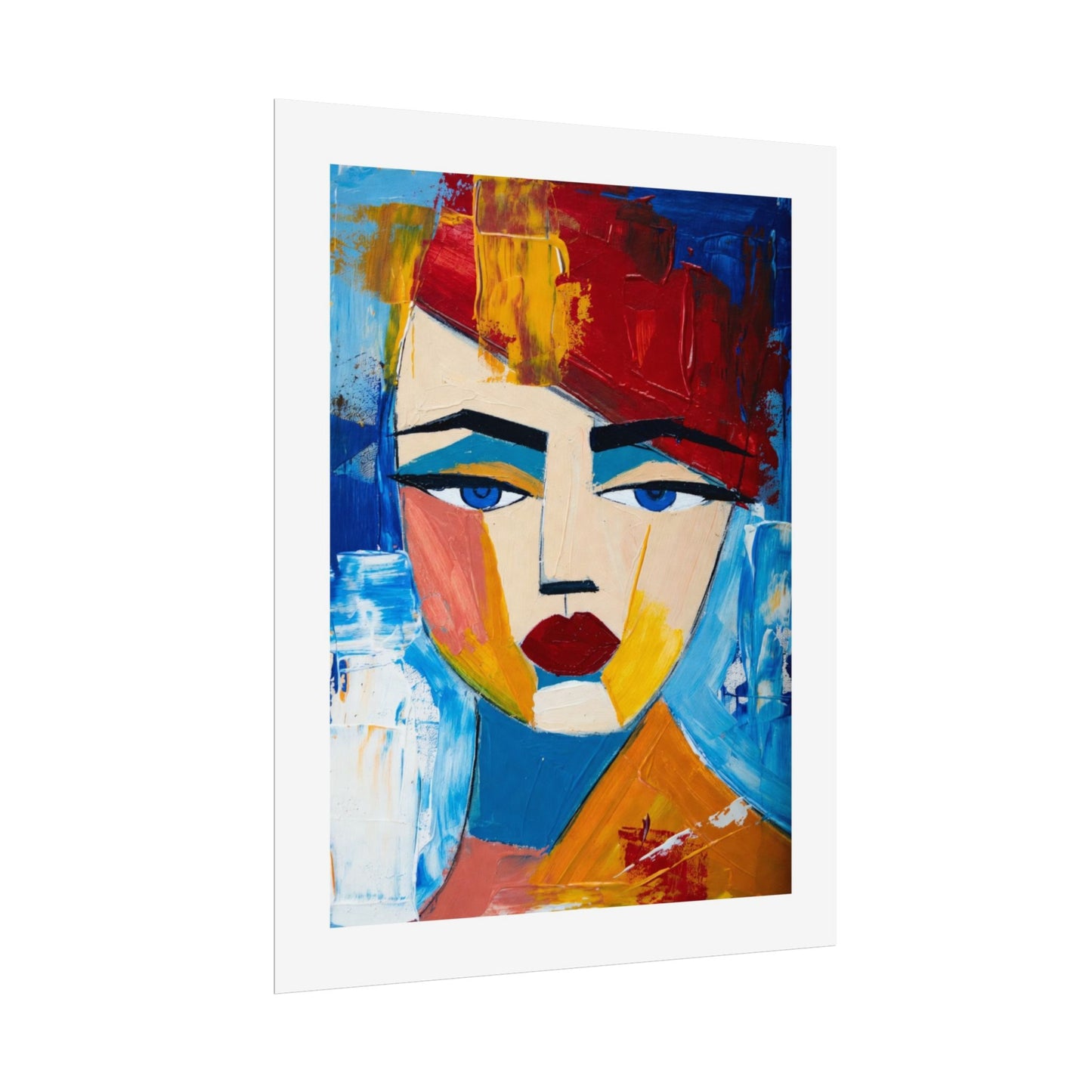 Abstract Colorful Face Poster - Modern Expressionist Rolled Art Print