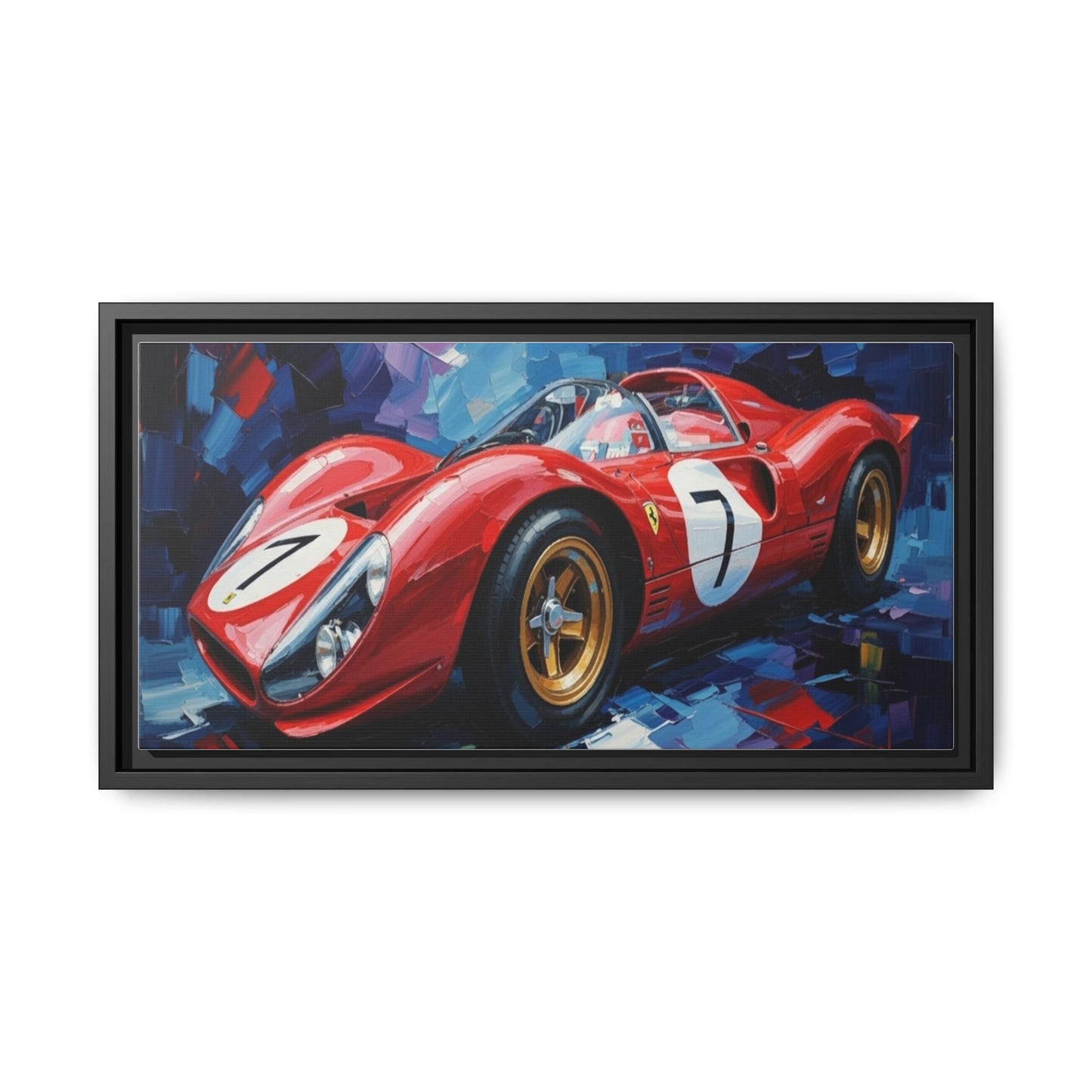 Vintage Ferrari Red Racecar Matte Canvas Framed Wall Art